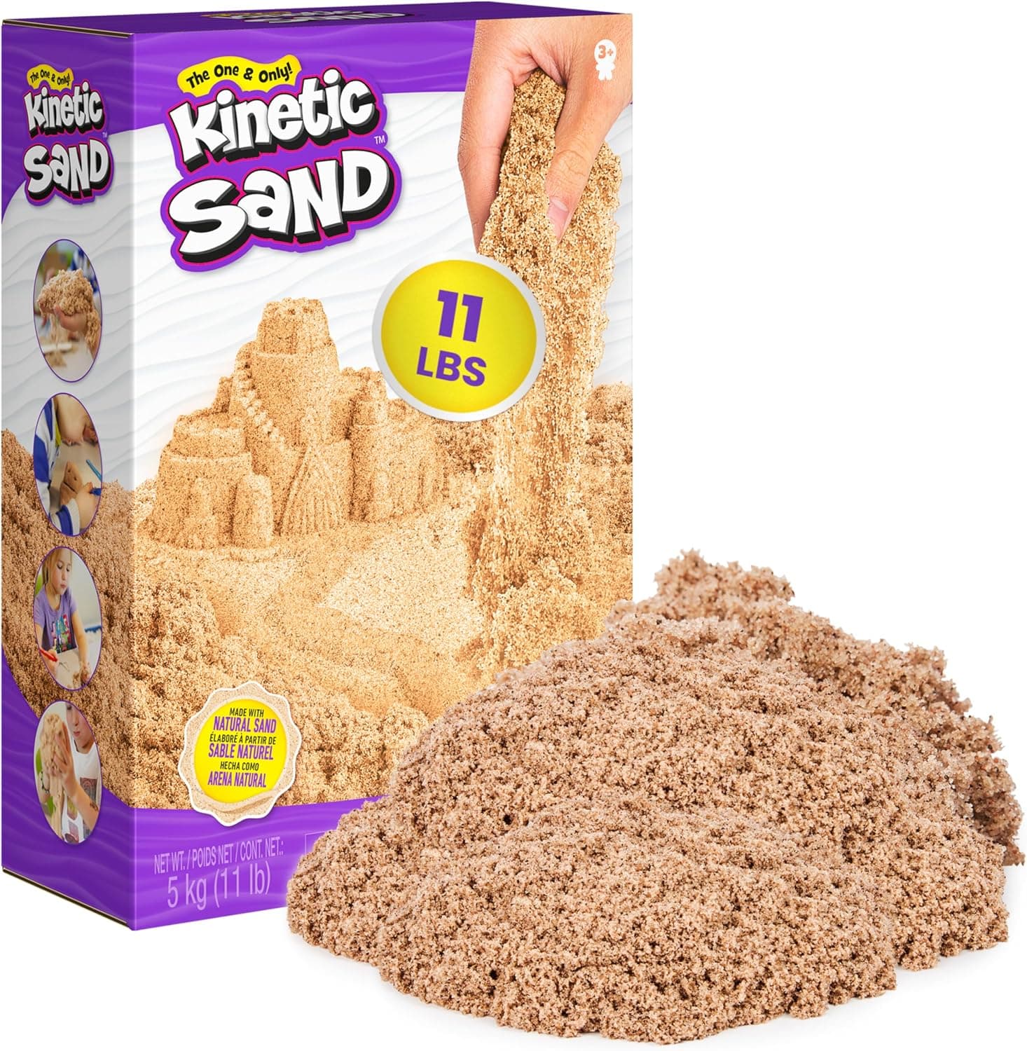 Kinetic Sand 5 kg – Arena cinética mágica Original de Suecia, marrón Natural, conocida en Jardines de Infancia, para Juegos en Interiores relajados y creativos para niños a Partir de 3 años