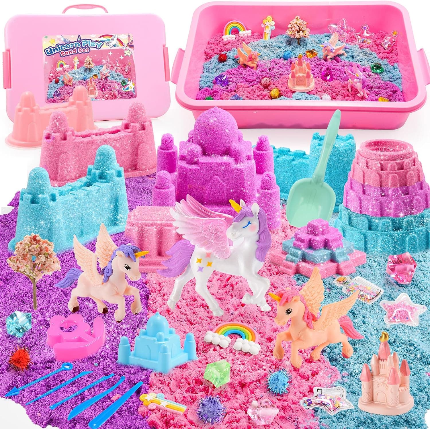 Geebiiny Arena Magica Niños - 900 g de Arena Tricolor, Unicornio Juguetes Regalo Niña 3-10 años Manualidades Niña Unicornios para Niñas Arena Cinetica Regalo de Cumpleaños