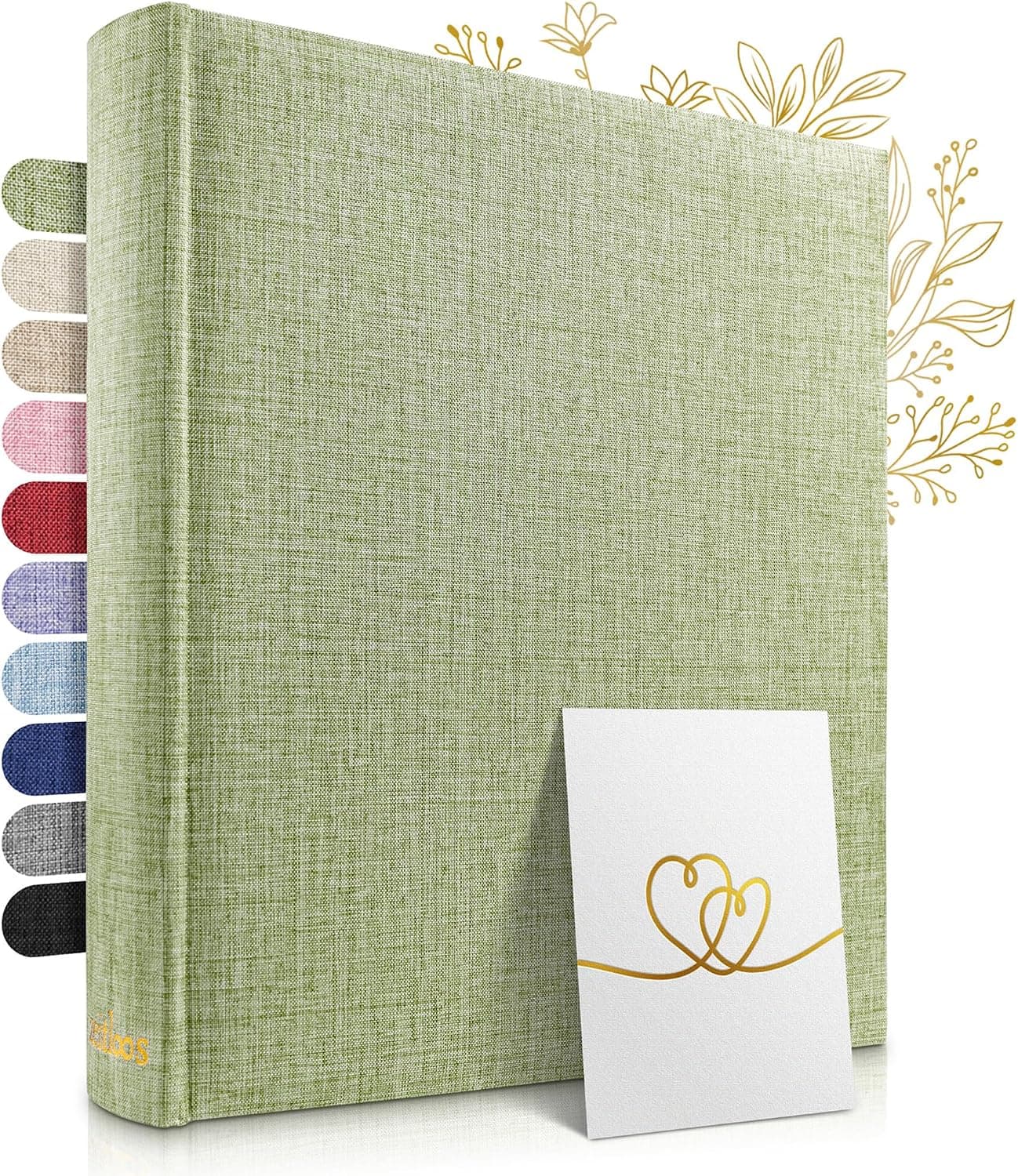 ZEITLOOS® Álbum de fotos para pegar y escribir - lino - 600 fotos Verde