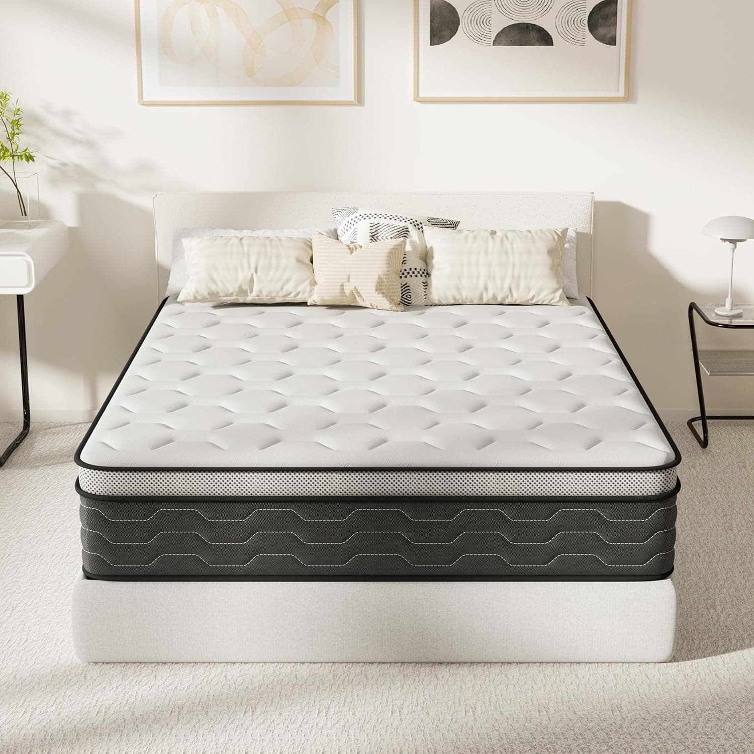 DEWINNER Colchones 135x190 | Altura 27 cm | Viscoelástica + Muelles Ensacados | 7 Zonas | Firmeza Media y Máxima Transpirabilidad | Elección Ideal para Dormitorios y Apartamentos