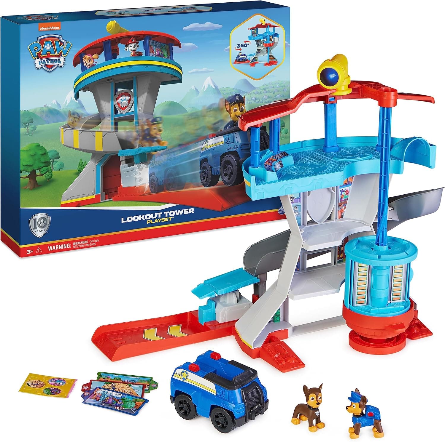 Paw Patrol Patrulla Canina - Centro de Mando con Lanzador de Coches, 1 Coche Policía, 2 Figuras de Chase y Accesorios - Juguetes Niños 3 Años + - Regalo Niño 3 Años +