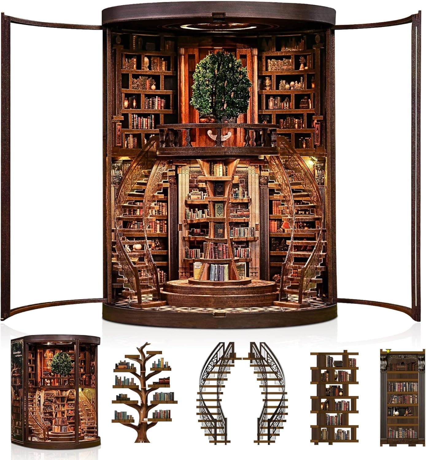 CRIOLPO Book Nook Kit para Adultos, Puzzle 3D de Madera con Luz LED