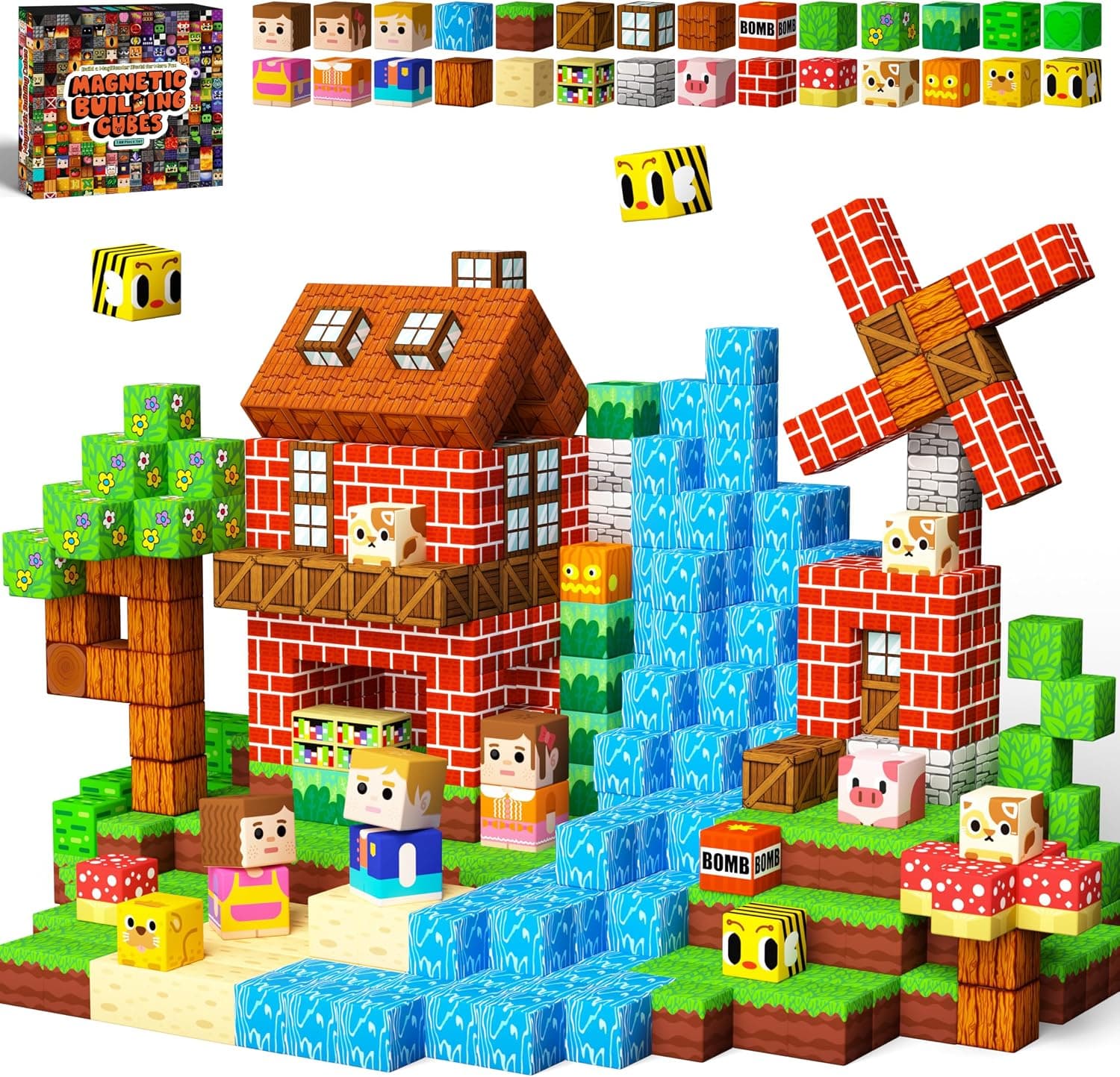 KIDCHEER Bloques de Construcción Magnéticos de 200 Piezas
