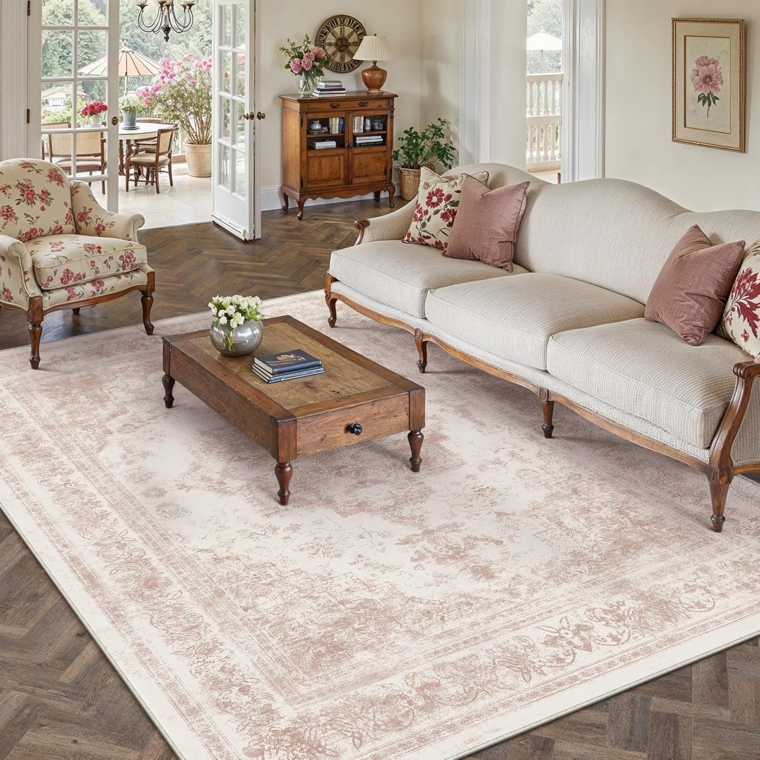 HUGEAR Alfombra Salon 150x210cm Rosa Antideslizante