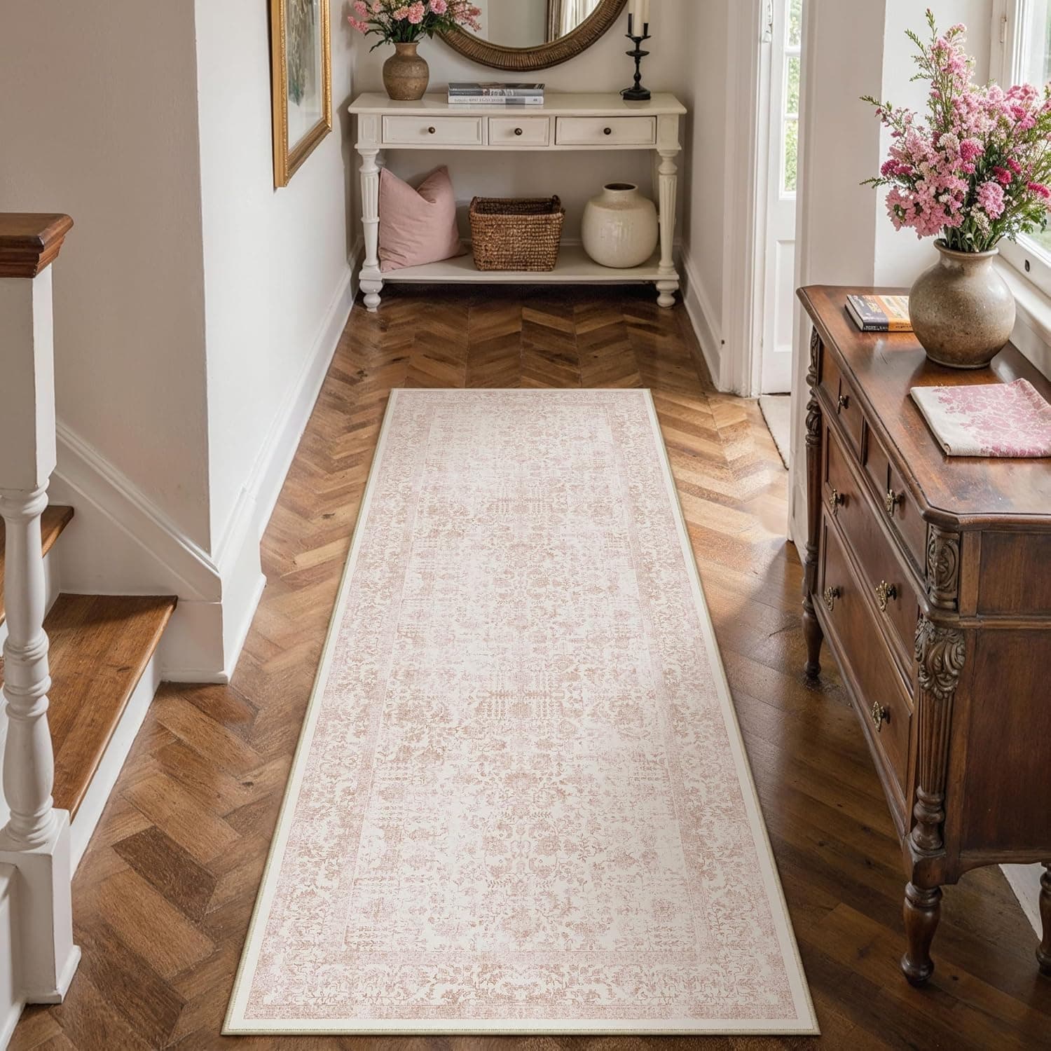 HUGEAR Alfombra Pasillo 60x180cm Rosa Antideslizante