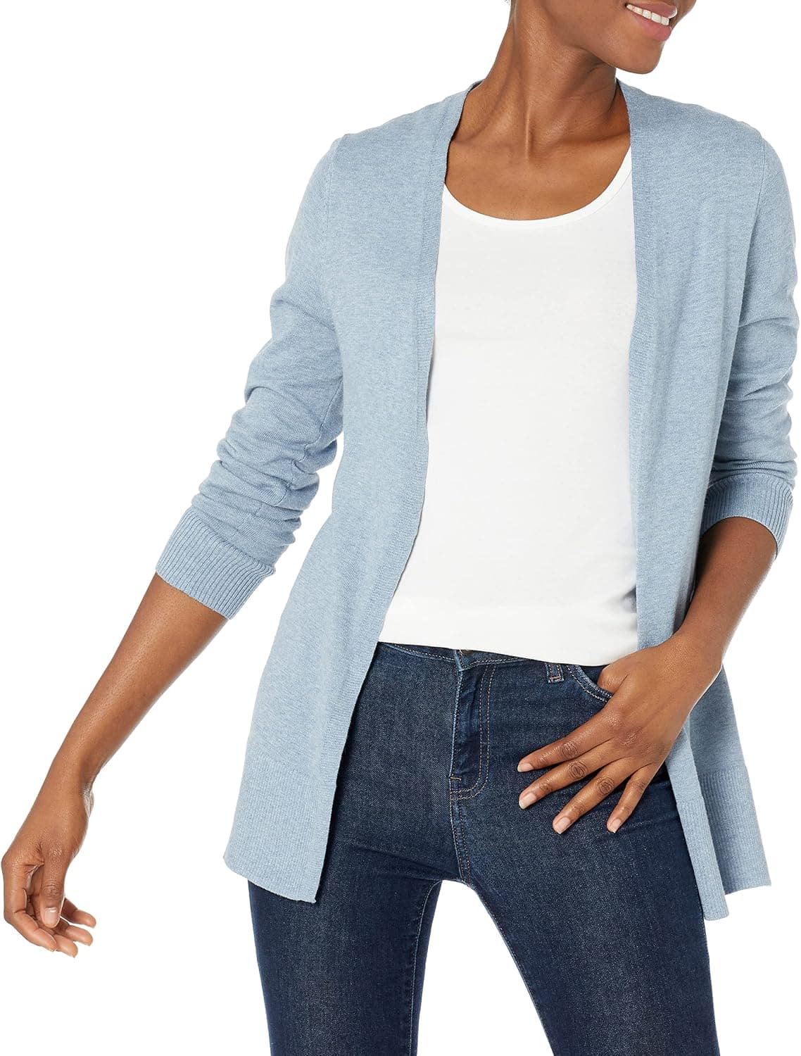 Amazon Essentials Rebeca Cardigan Fina Larga Primavera-Verano Mujer (Disponible en Tallas Grandes)