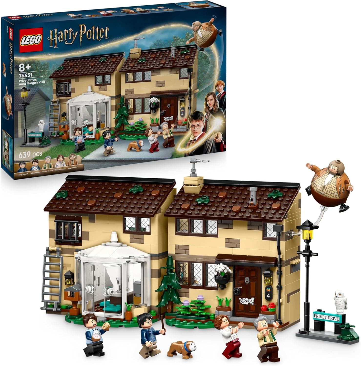 LEGO Harry Potter Privet Drive: Visita de Tía Marge - Casa de Juguete con 5 Minifiguras y Figura Inflada de la Tía Marge - Regalo para Niñas y Niños de 8+ Años Fans de Prisionero de Azkaban 76451