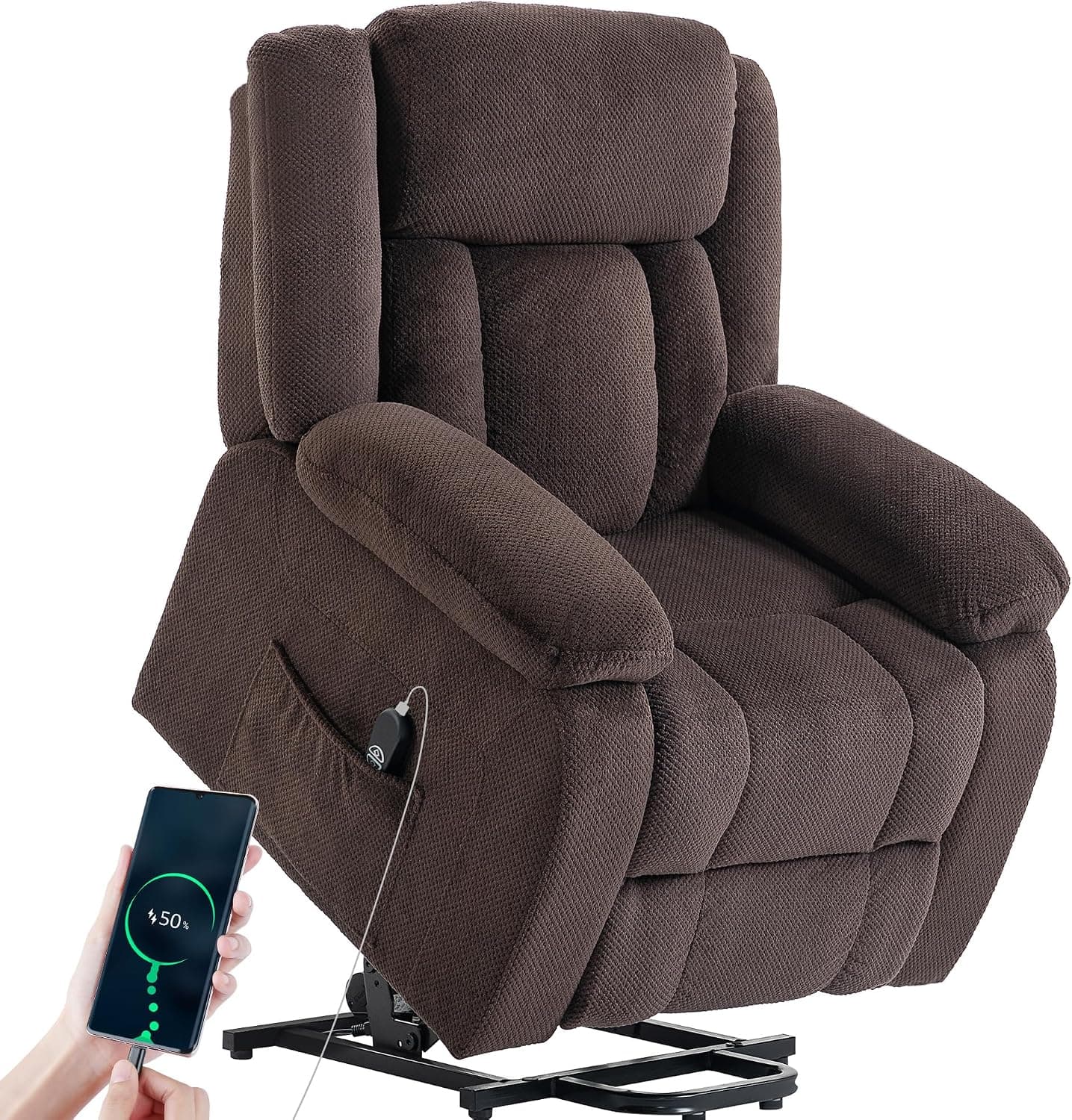 HOMCOM Sillón Relax Reclinable Eléctrico Levanta Personas Mayores Marrón