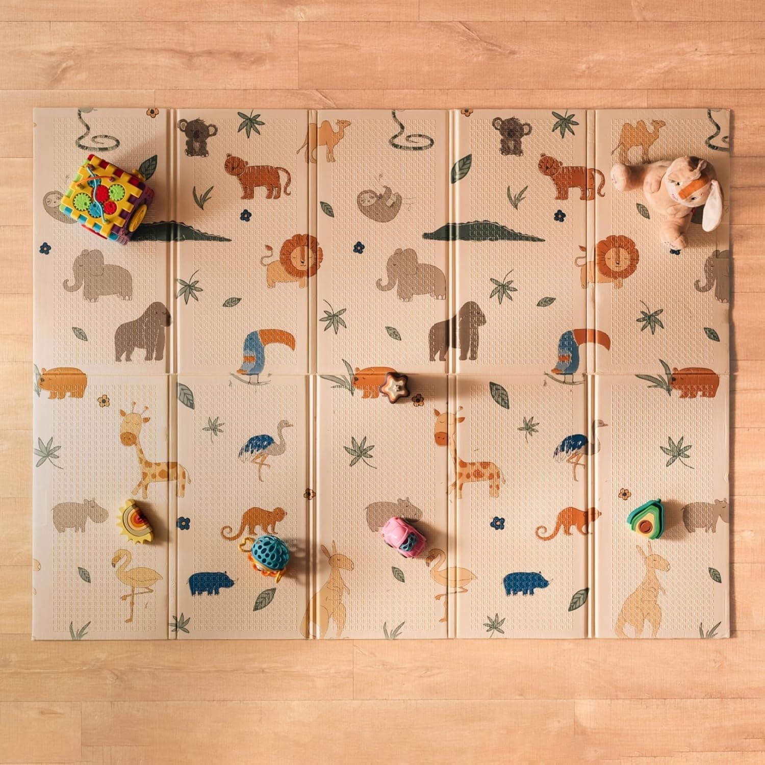 Nuby Alfombra de Juegos bebé Plegable Reversible, 150x200 cm, XXL, Safari