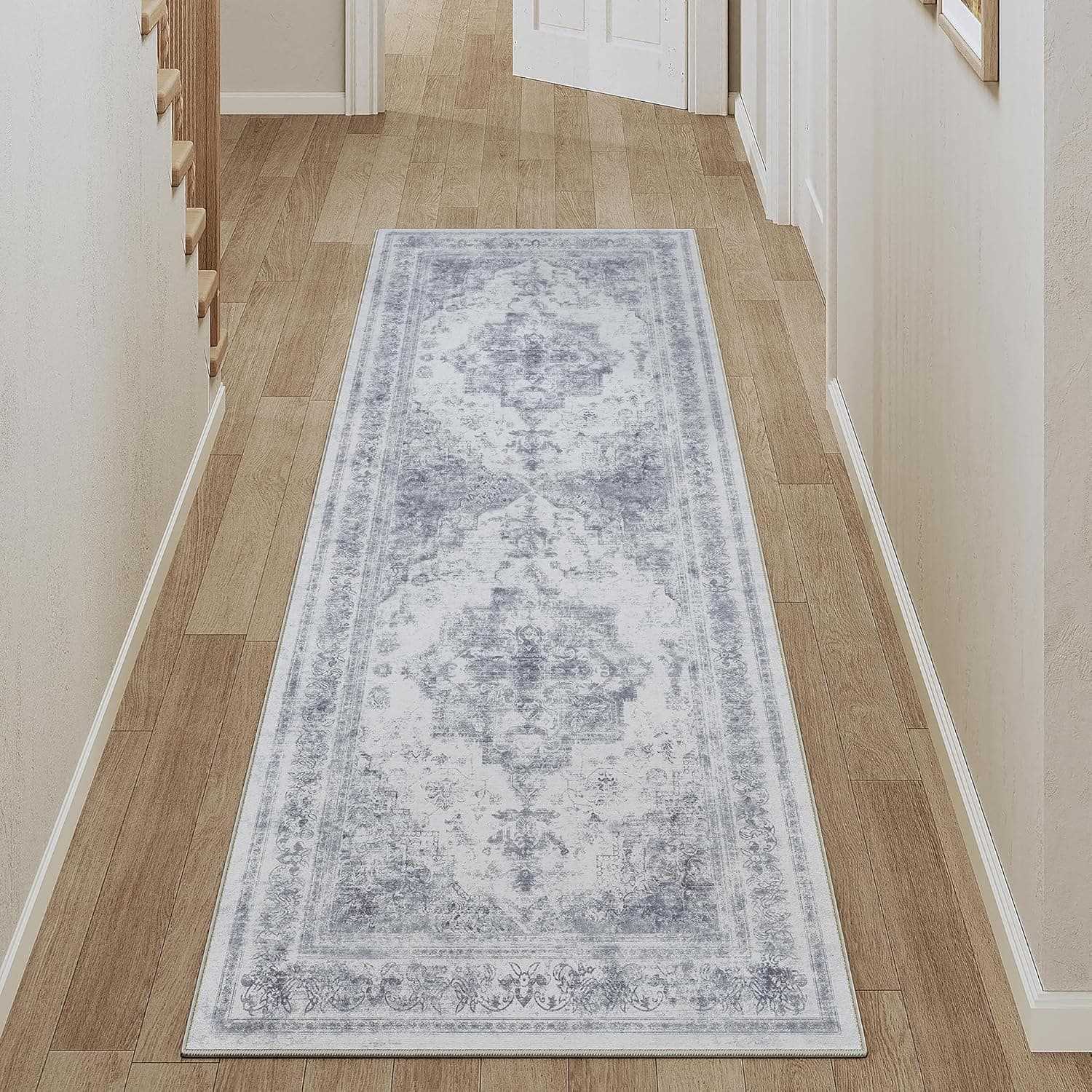 HUGEAR Alfombra Pasillo 60x180cm Azul Lavables en Lavadora