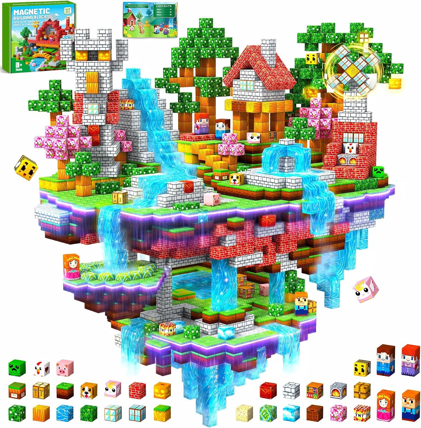 Subtail 507 Pezzi Costruzioni Magnetiche per Bambini, Blocchi Magnetici