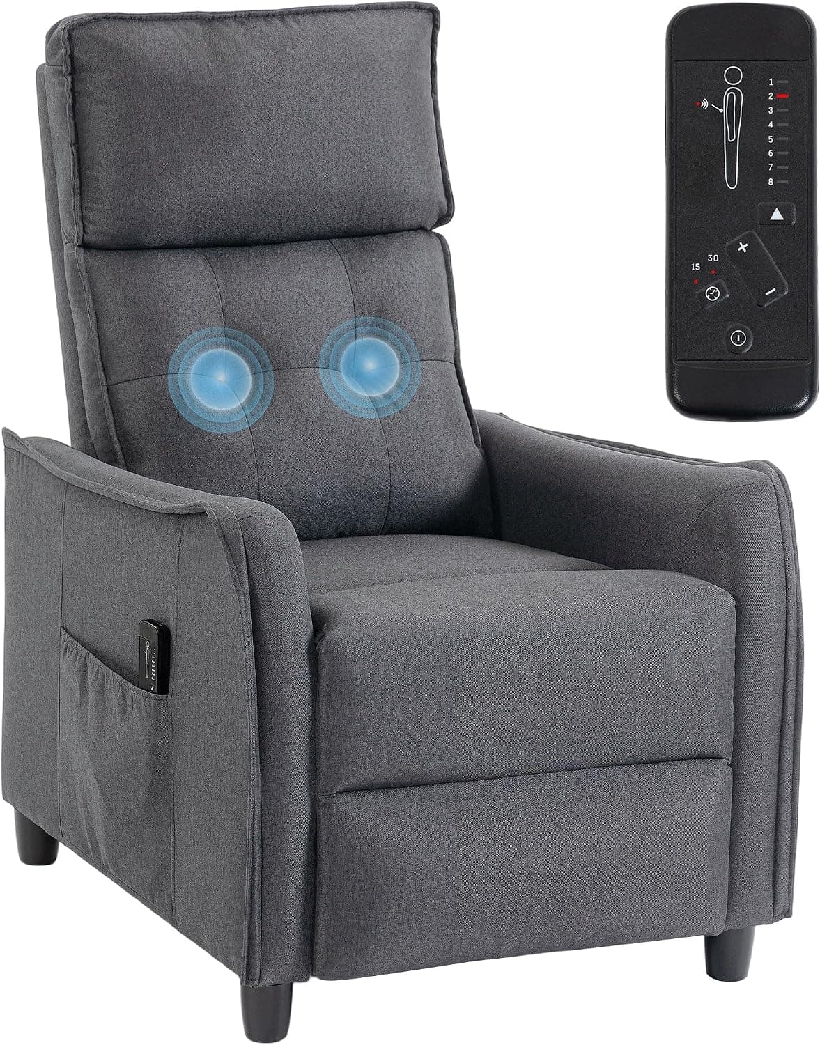 HOMCOM Sillón de Masaje Reclinable 160° con Reposapiés 69x93x104 cm Gris