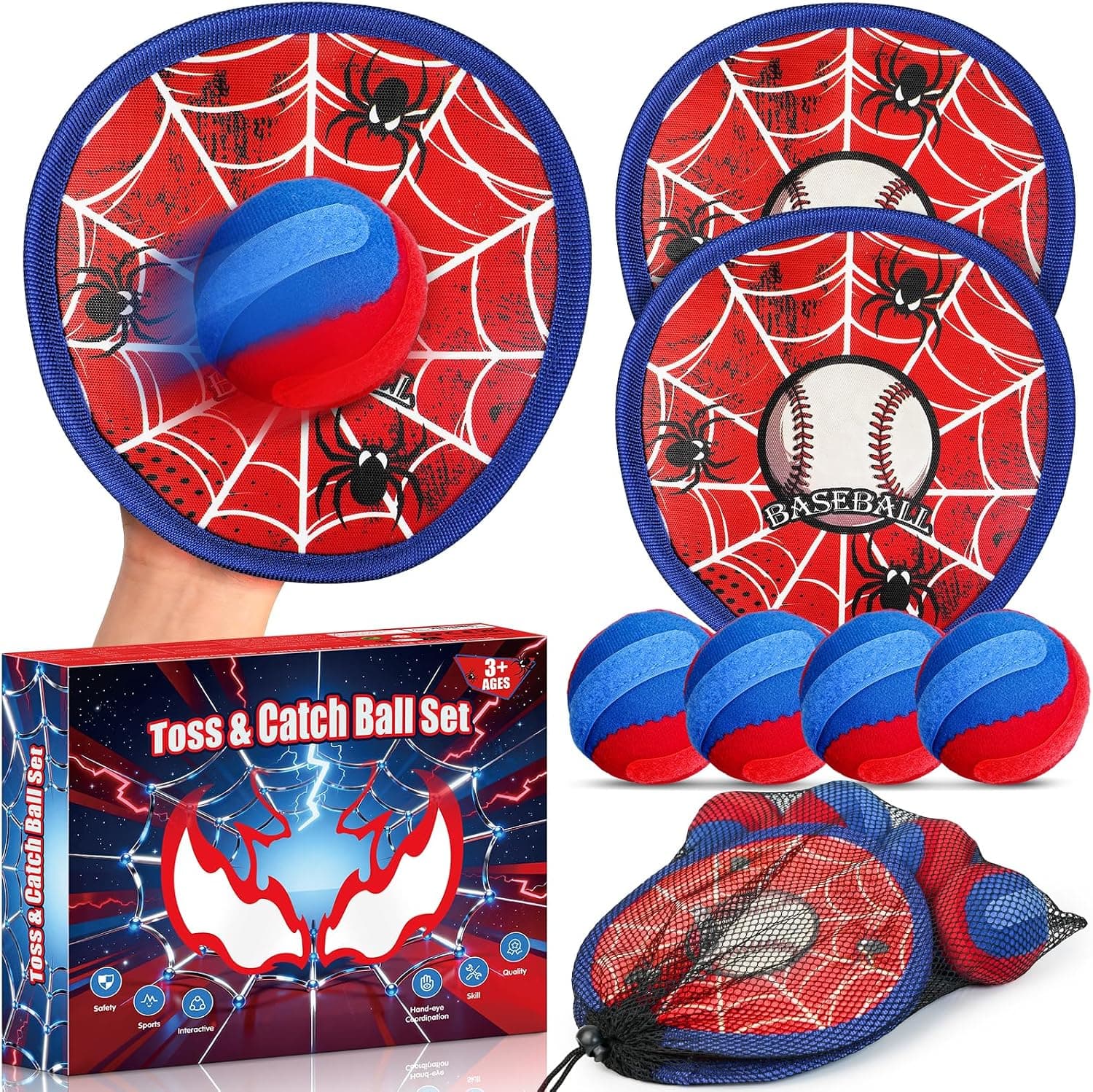 HaoVrisn Juguetes niños de Lanzar y Atrapar, Juegos Exterior Niños con Pelotas Autoadhesivas, Ideal Juegos para Piscina y Juguete de Playa, Perfecto Regalo Niño 3-12 Años