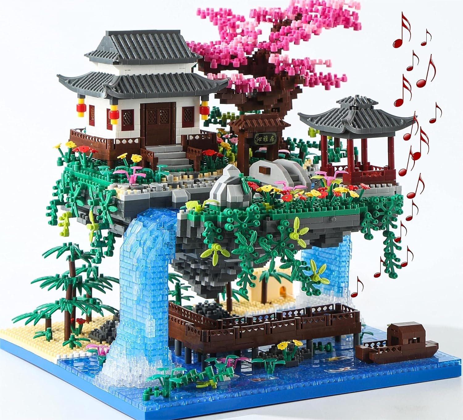 Yushinv Juego de construcción de árbol de Cerezo en Flor con Caja de Regalo, música Original (Tipo: sinfonía), Juego de construcción Ligero para casa de bonsái japonés Sakura (3320 Piezas)