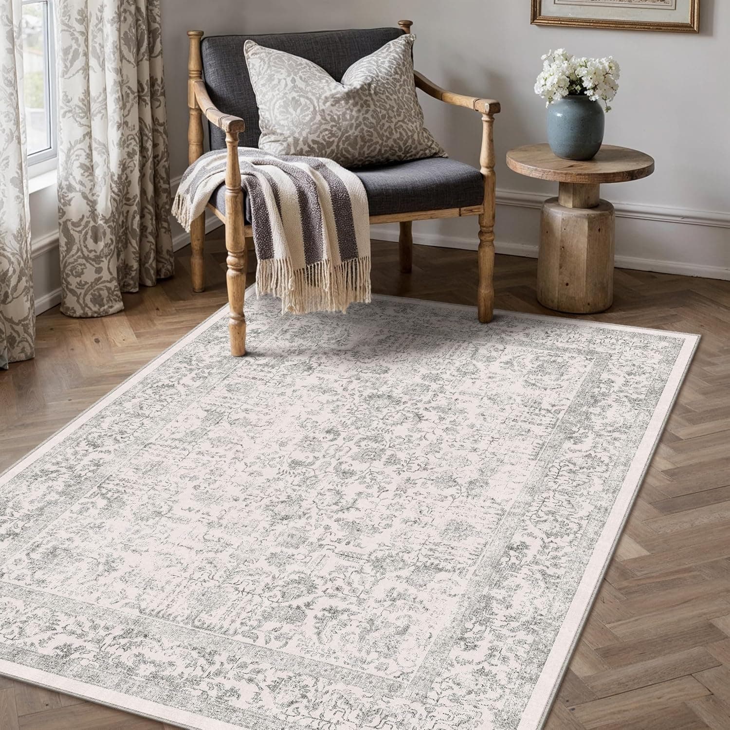 HUGEAR Alfombra Salon 90x150cm Gris Antideslizante