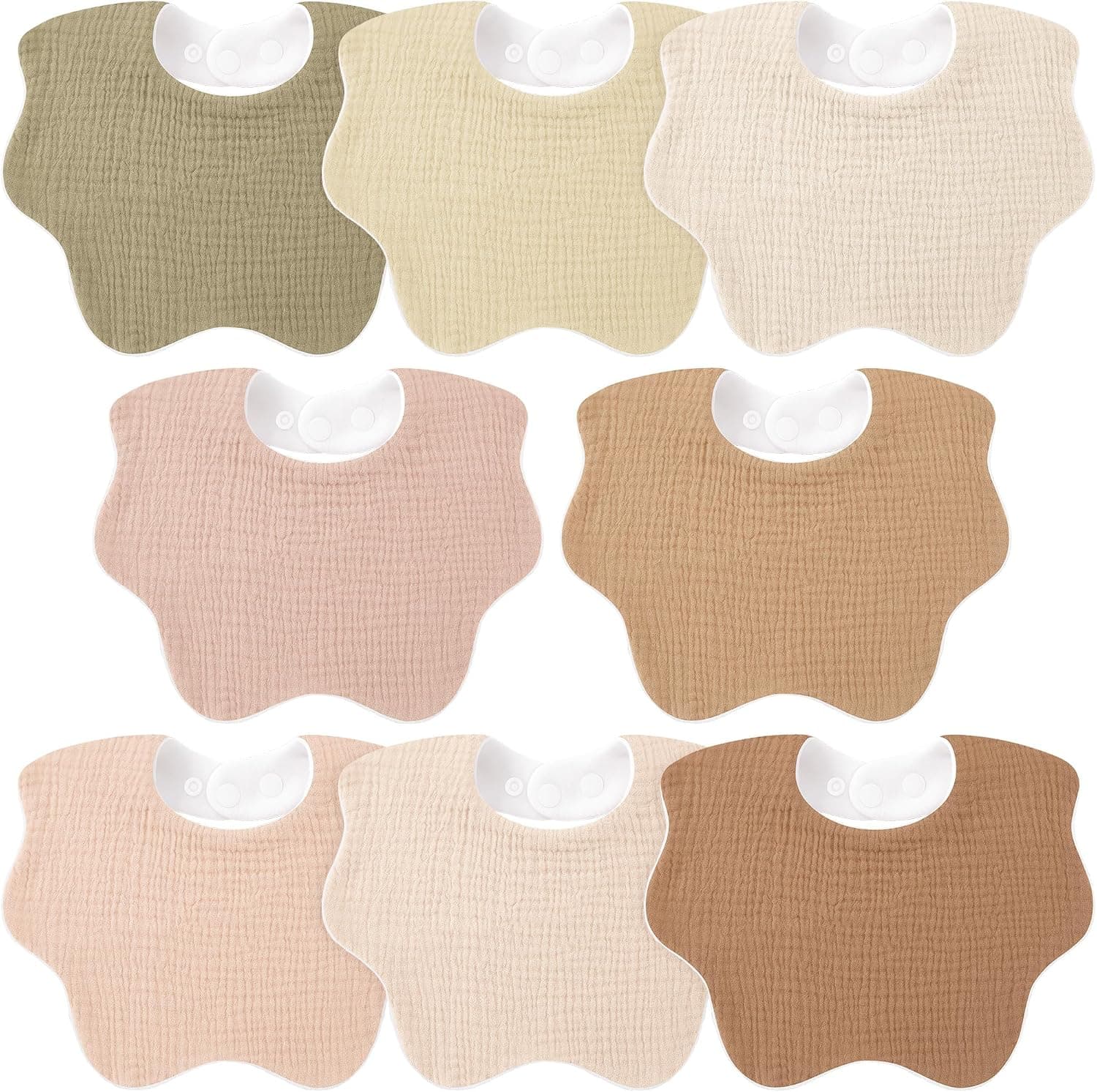 Bearmoss Baberos Bebé Recién Nacido Muselina de Algodón Bavoirs Bebe,Absorbe y Ajustable Baberos Bandana,Baberos para Bebés en Fase de Dentición para Bebe 8 Piezas