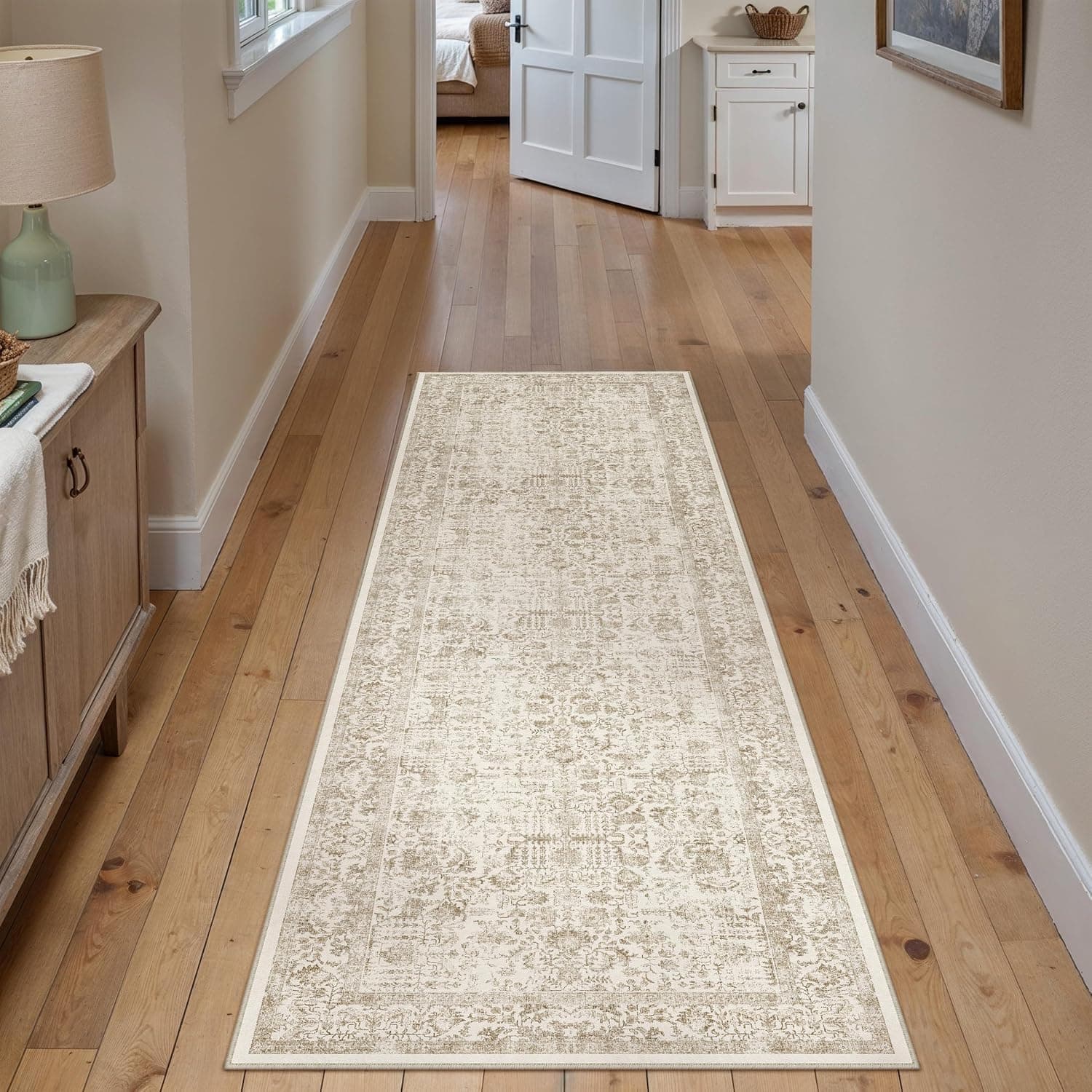 HUGEAR Alfombra Pasillo 60x180cm Marrón Claro Vintage