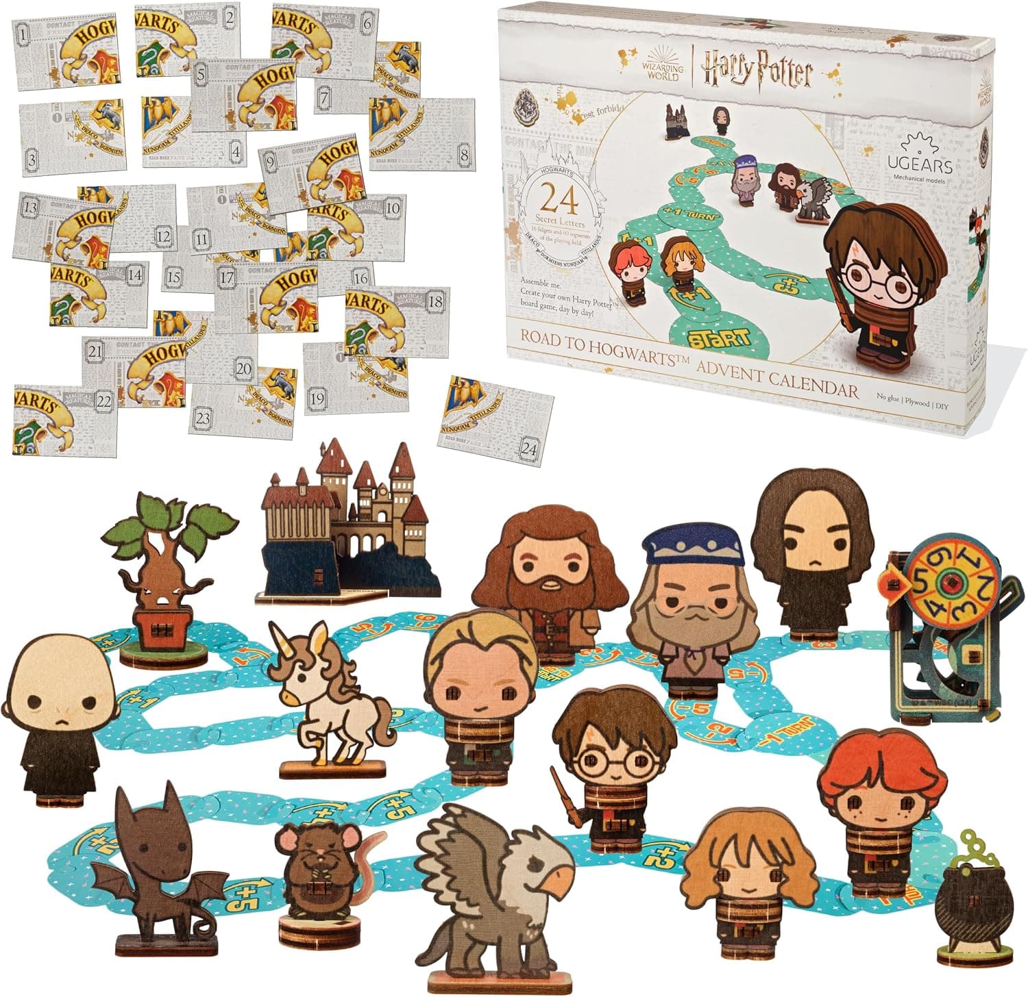 UGEARS Camino a Hogwarts Calendario de Adviento 2026 – Kit de Modelo Harry Potter Rompecabezas 3D para Adultos con 16 Figuras, 60 Pzs de Tablero de Juego, 24 Sobres Secretos 8 Años