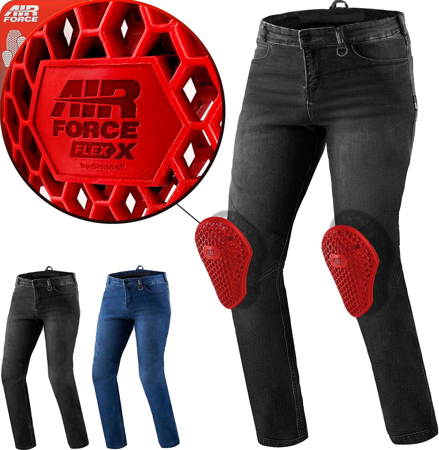 SHIMA Rider Pantalon Moto Hombre Protectores AirForce Homologado Ajustado Tejanos Jeans Pantalón Vaqueros Protección