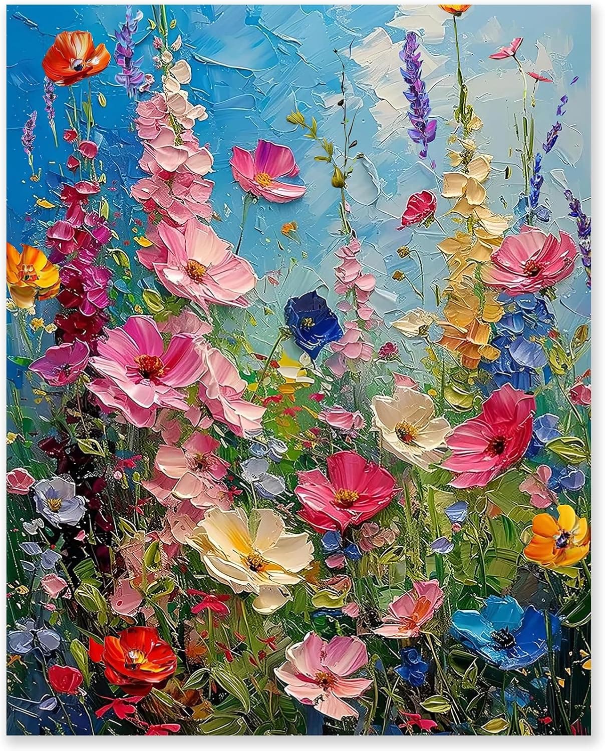 gelrovaled Pintar por Numeros Adultos, DIY Pintura por Números, Kit de Pintura al óleo de Lienzo DIY para con Pinceles, Pigmento Acrílico 40 x 50cm, Flowers