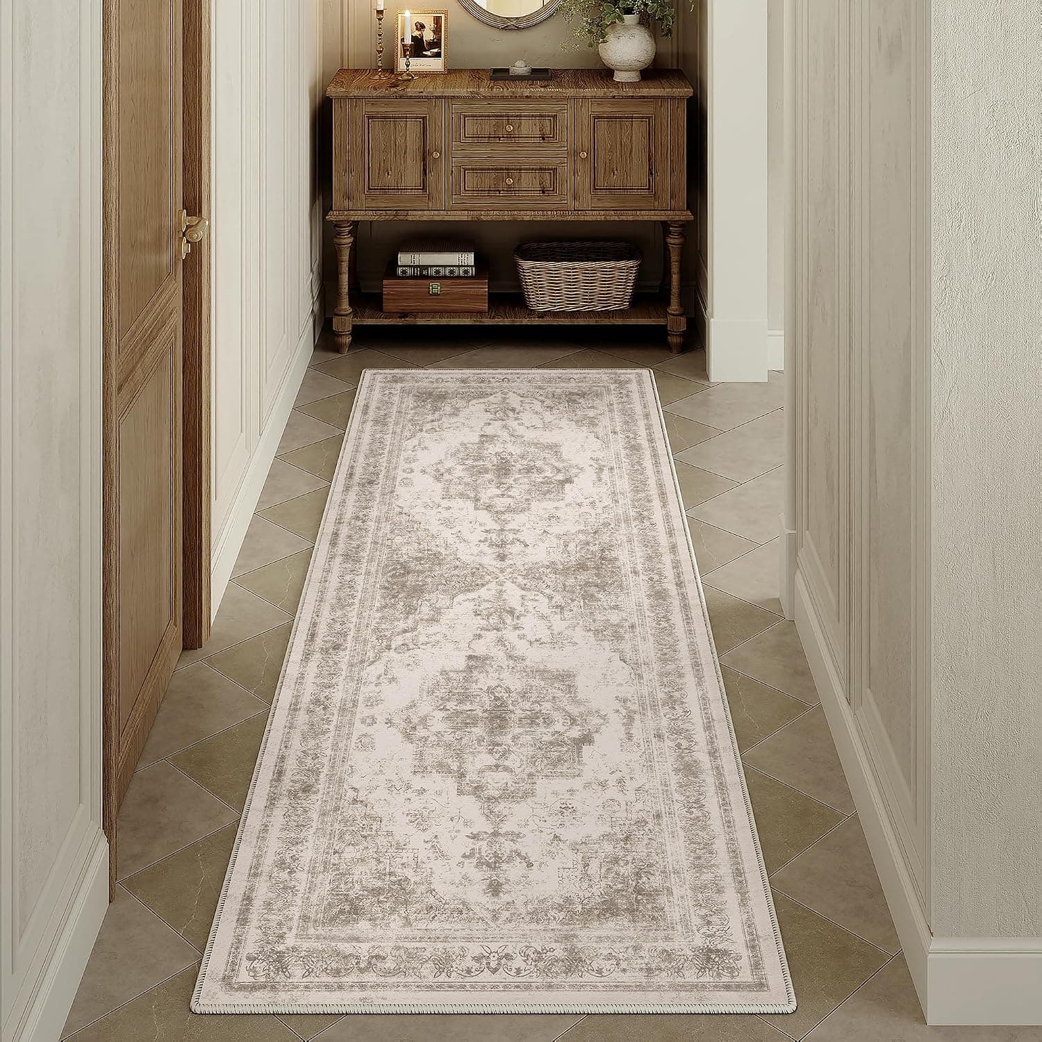 HUGEAR Alfombra Pasillo Beige Lavables en Lavadora 60x180cm