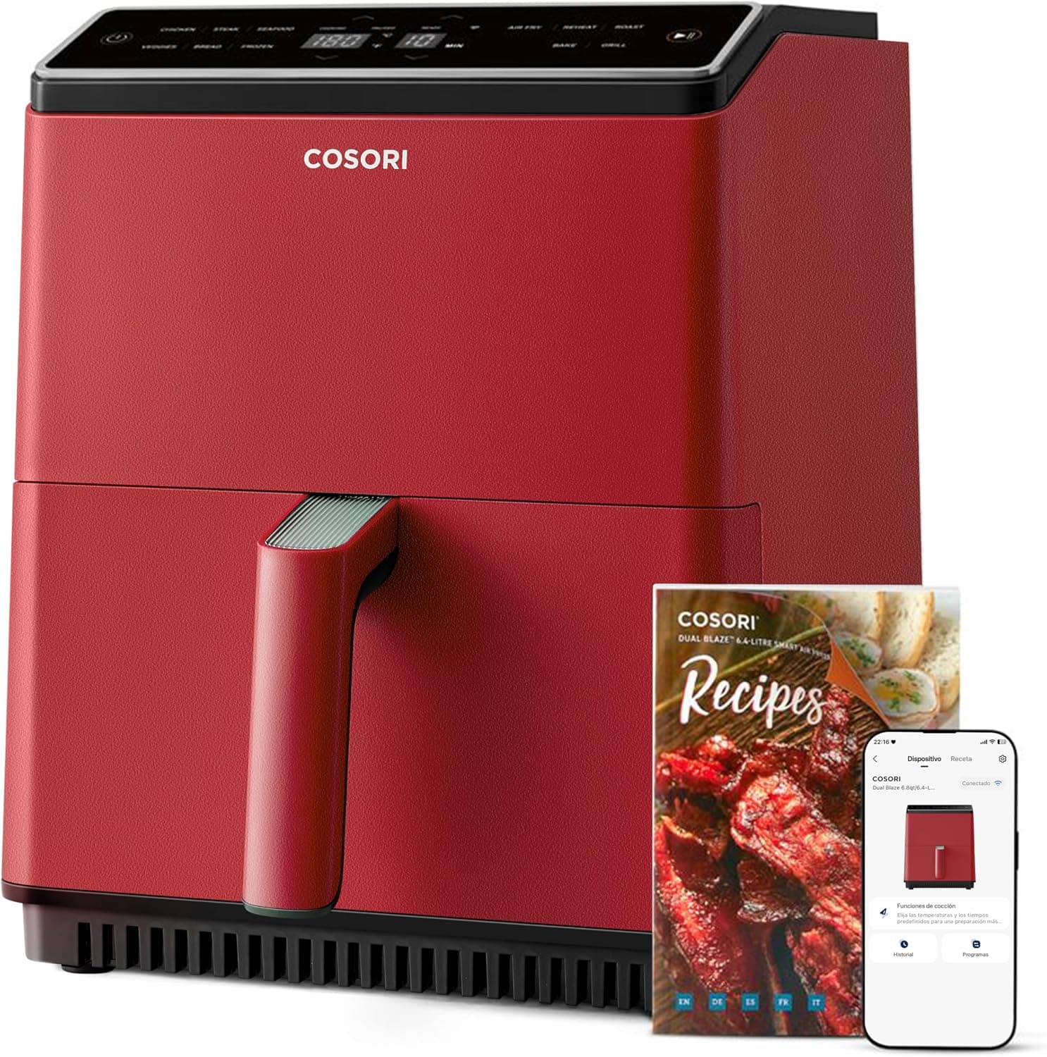 Cosori Freidora de Aire Dual Blaze 6,4L, Doble Resistencia, 11 Modos, WIFI