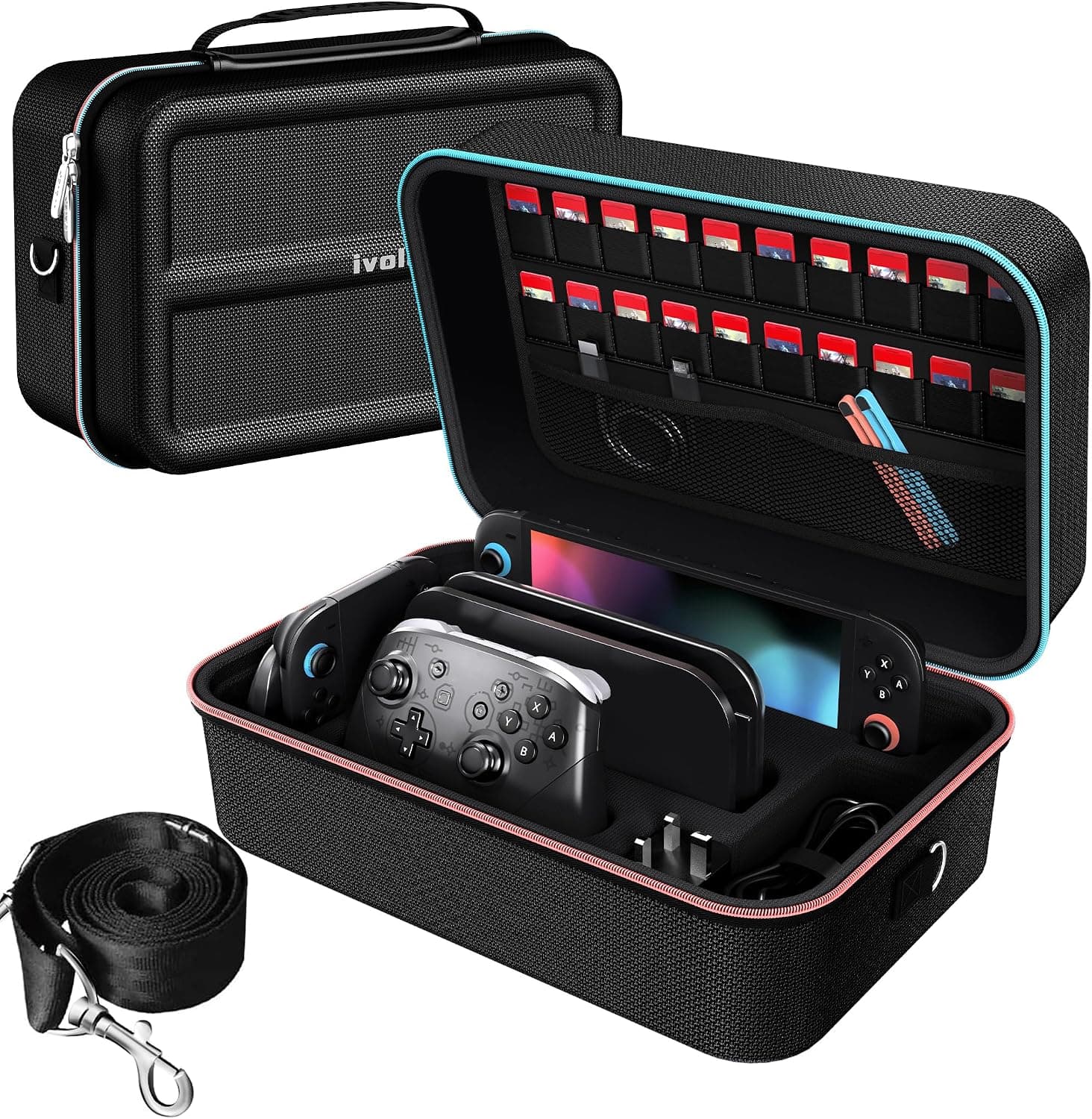 ivoler Funda para Nintendo Switch 2, Funda Protectora Dura de Lujo para Interruptor portátil, Funda Protectora para la Consola Nintendo Switch 2, y Otros Accesorios Contiene 20 Cartuchos de Juego