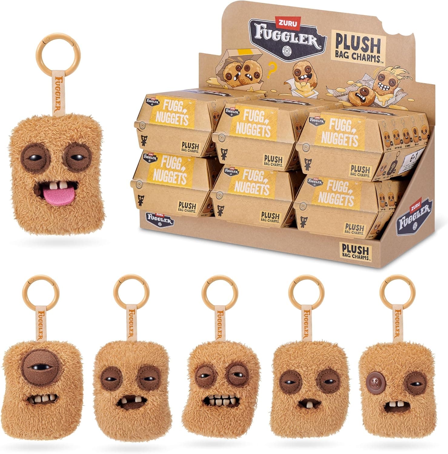 Fuggler Fugg Nuggets 3.5 Inch Plush Keyring Collectible 6 Pack de ZURU