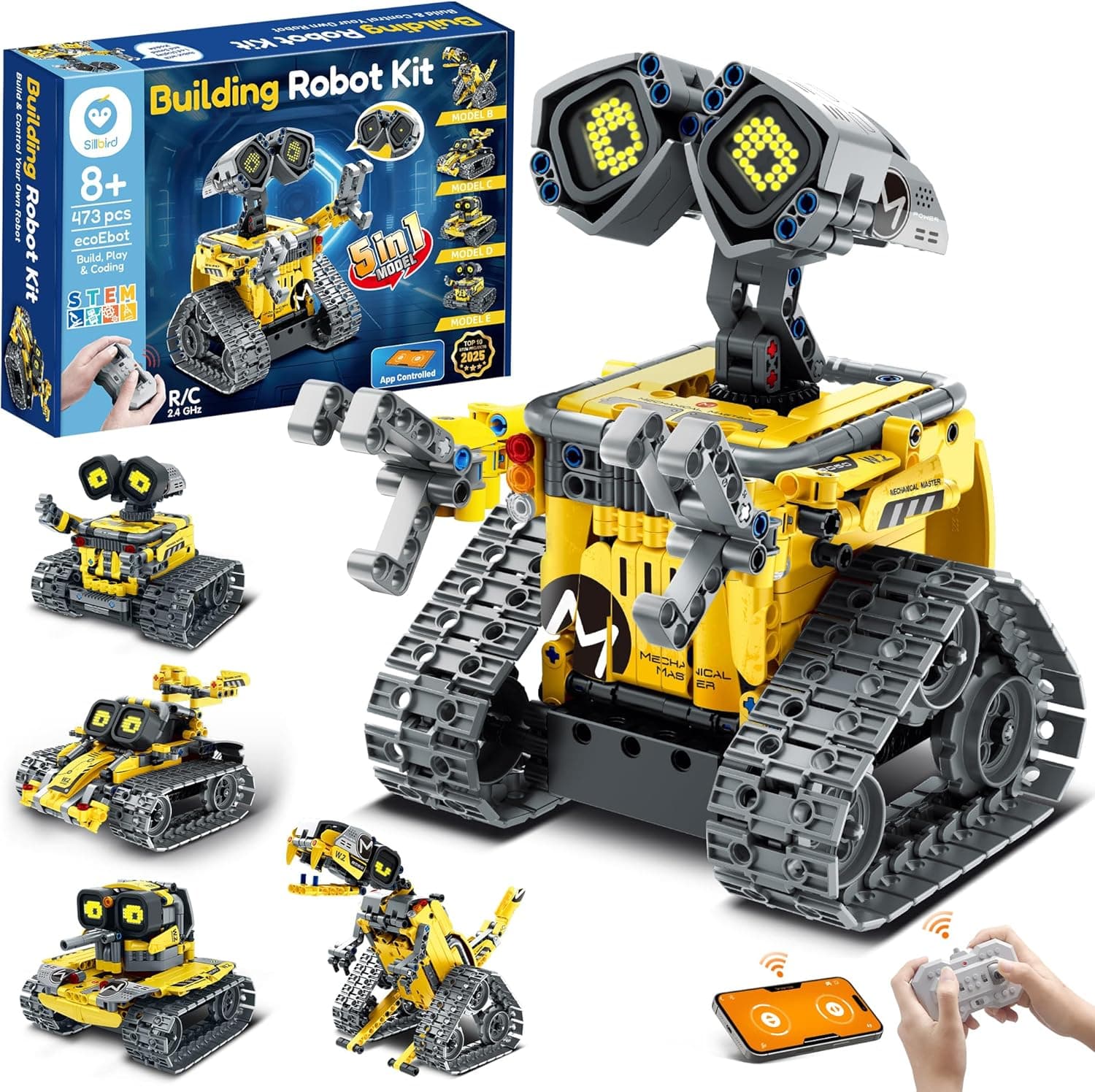 Sillbird Robot Programable 5 en 1 con App y Mando a Distancia para Niños