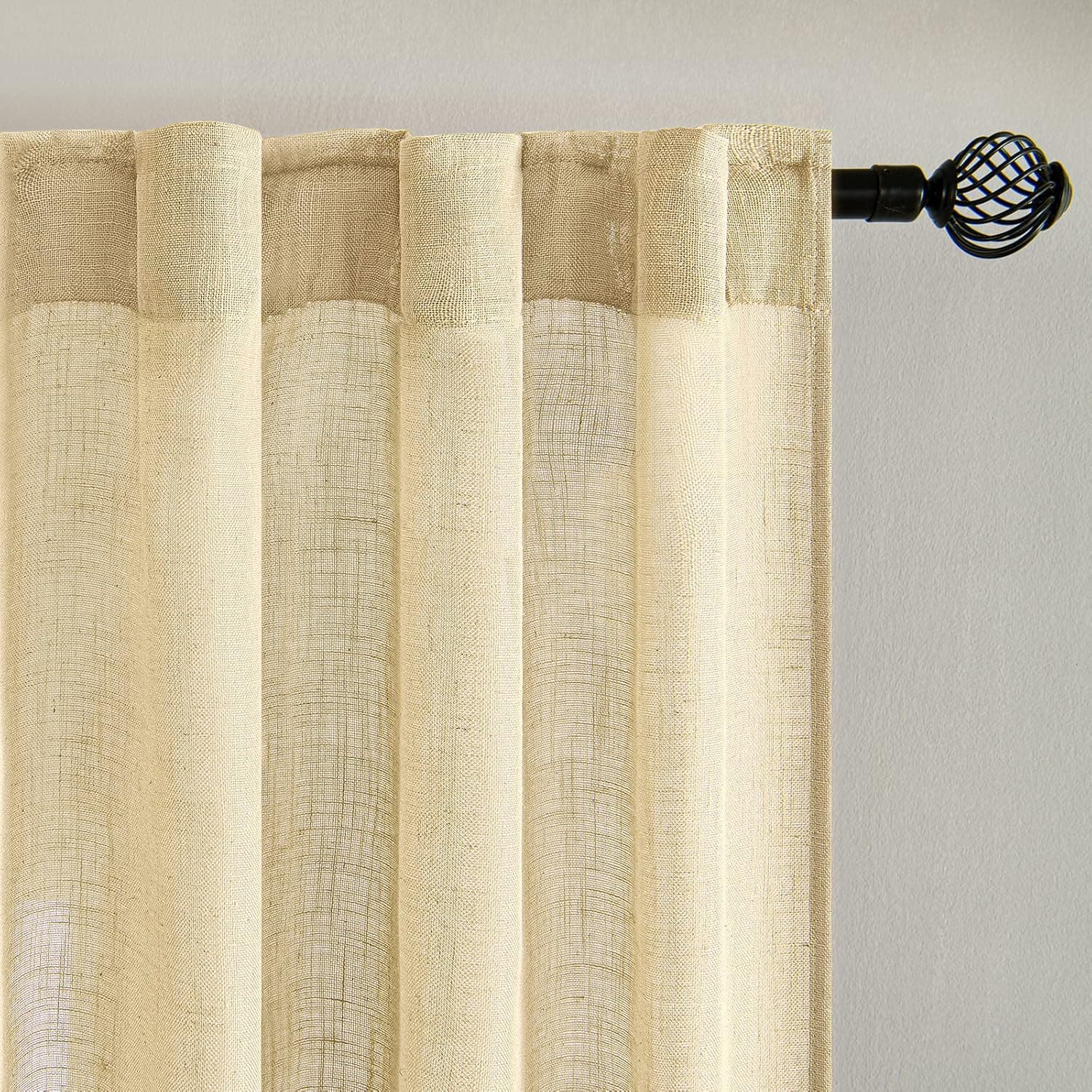 MIULEE Cortinas de Lino Translúcido 2 Piezas Beige 215x140cm (HxL)