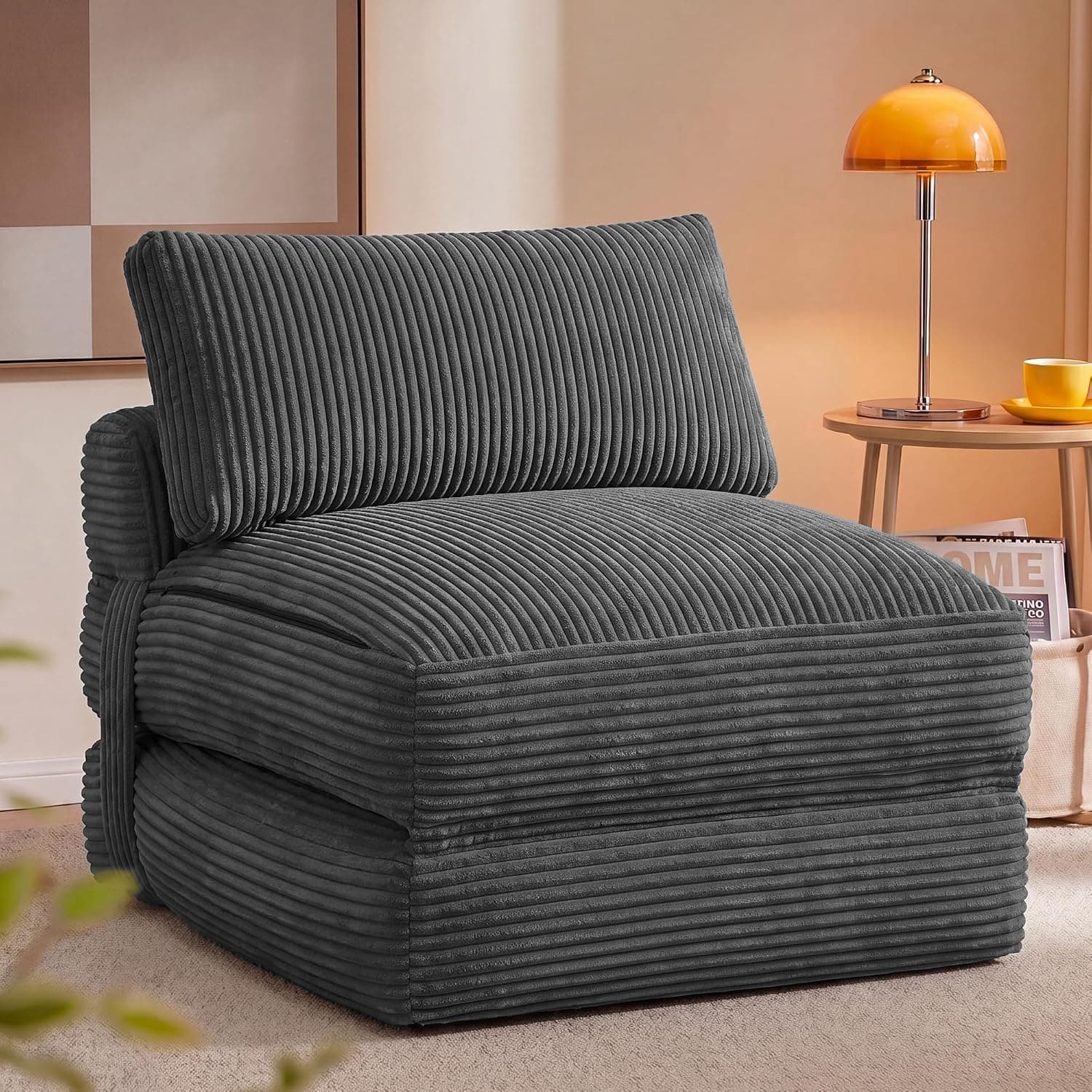VASAGLE Sofá Cama Plegable, Sillón de Pana con Espuma de Alta Densidad