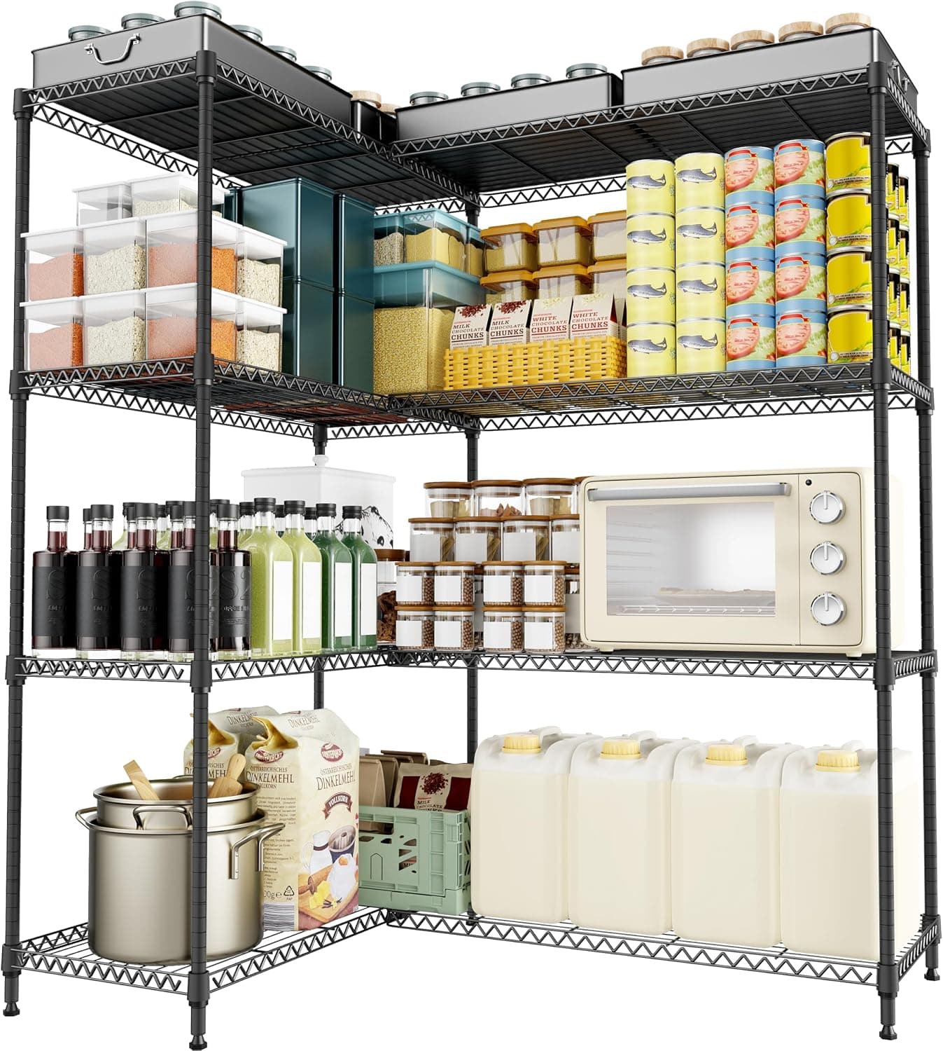 M MZG Estantería Metálica de 4 Niveles, Capacidad de Carga de 454 kg, Baldas Ajustables, para Garaje, Trastero, Lavandería y Cocina,Estudio,Negro, 40 x 85 x 151,1 cm