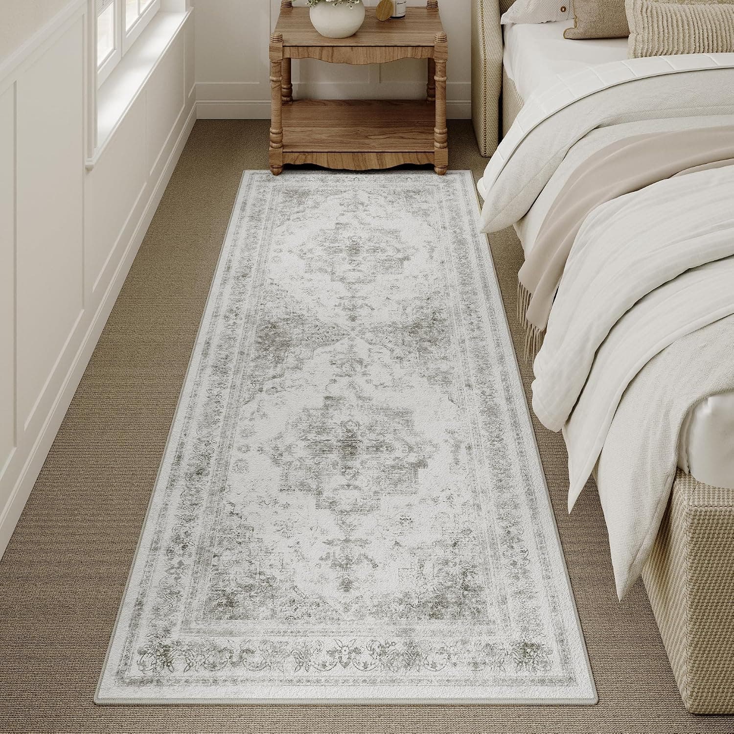 HUGEAR Alfombra Pasillo 60x180cm Gris Lavables en Lavadora