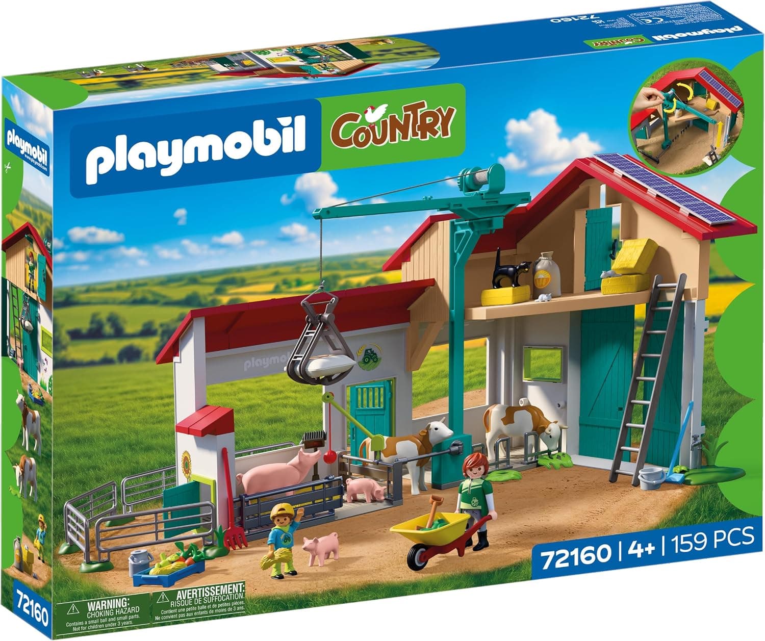 PLAYMOBIL | Country | Granja Grande | Set de Juego con grúa de Carga, establos, numerosos Animales y Muchos Accesorios | para niños a Partir de 4 años | 72160