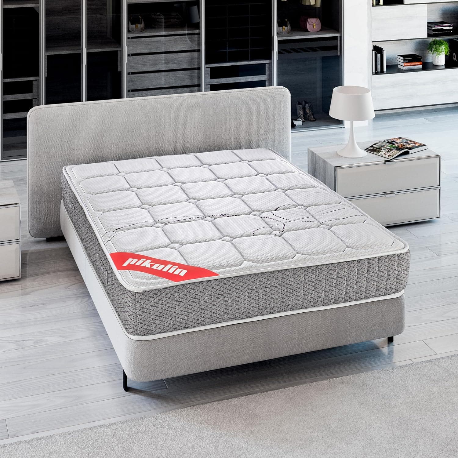PIKOLIN Colchón de Muelles Ensacados Visco 150x190 | Firmeza Alta | Alta Gama | Reversible | Máxima Calidad | Alto 27 cm | TROAS