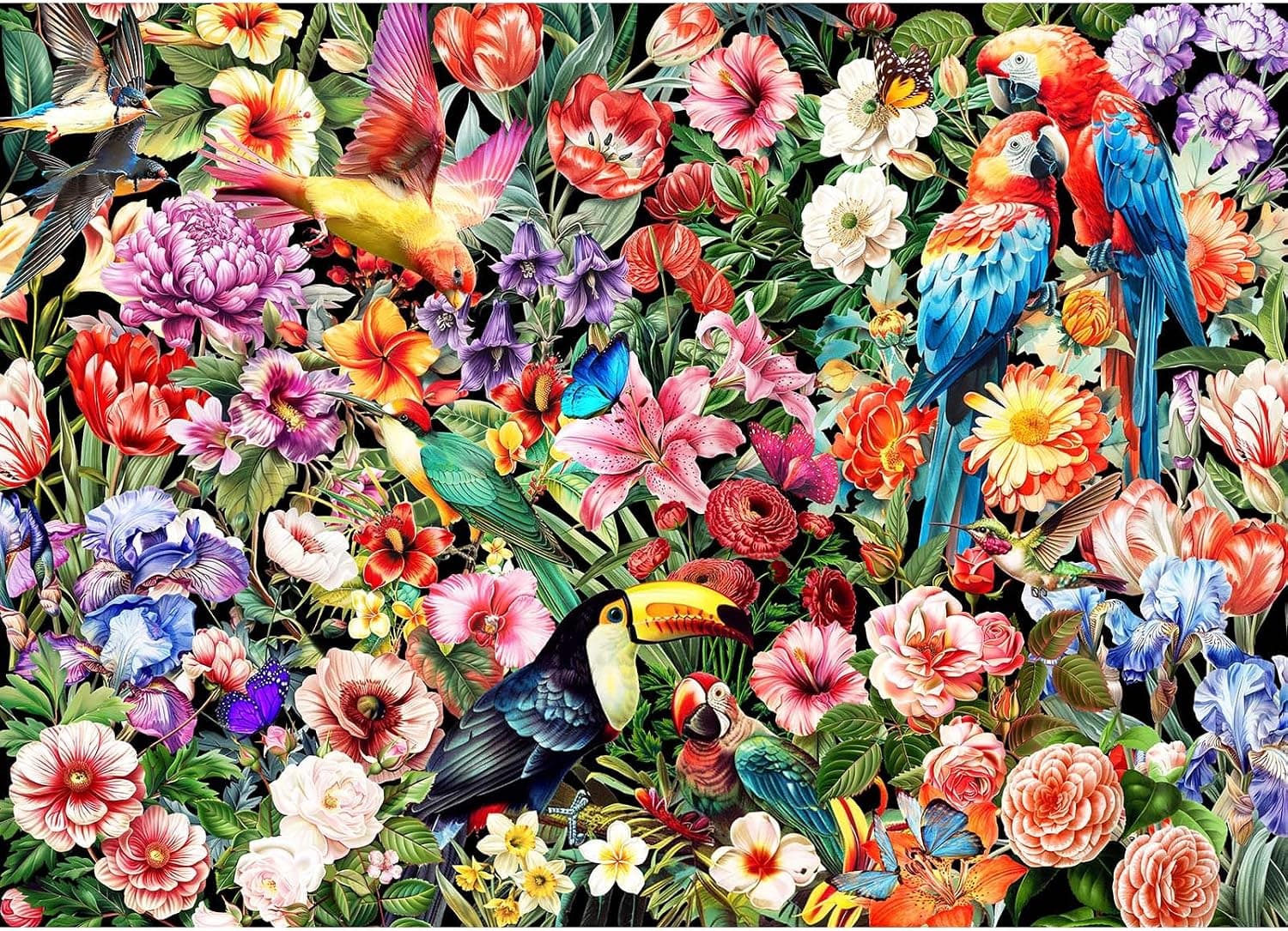 Puzzle de 1000 Piezas, Rompecabezas para Adultos, un Rompecabezas desafiante, Rompecabezas para Toda la Familia, Regalos para Mujeres, Regalos para Hombres, Tema: Flores y pájaros