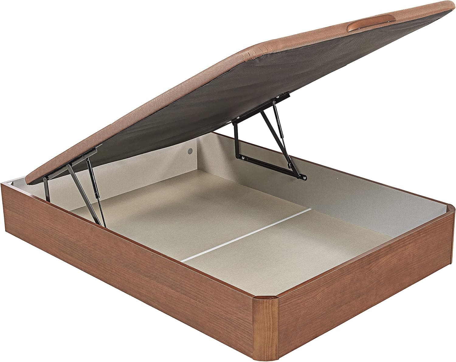 What The Sleep | Canapé Abatible de Madera Gran Capacidad | 135x182 | Montaje y Retirada Usado Incluido | Cerezo | 32 cm | Apto Todos Colchones | Esquinas Delanteras Redondeadas | Storage Bed