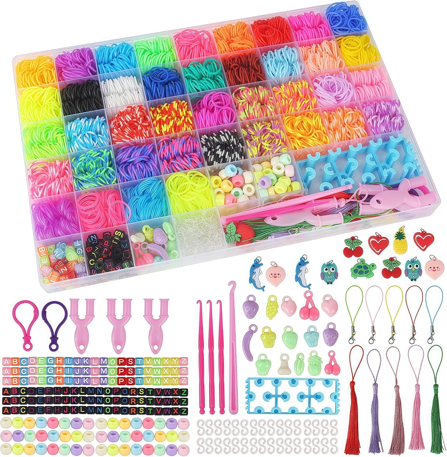 YeeQo 4100+ Pulseras Gomas Elasticas Colores Set, Gomas Para Hacer Pulseras