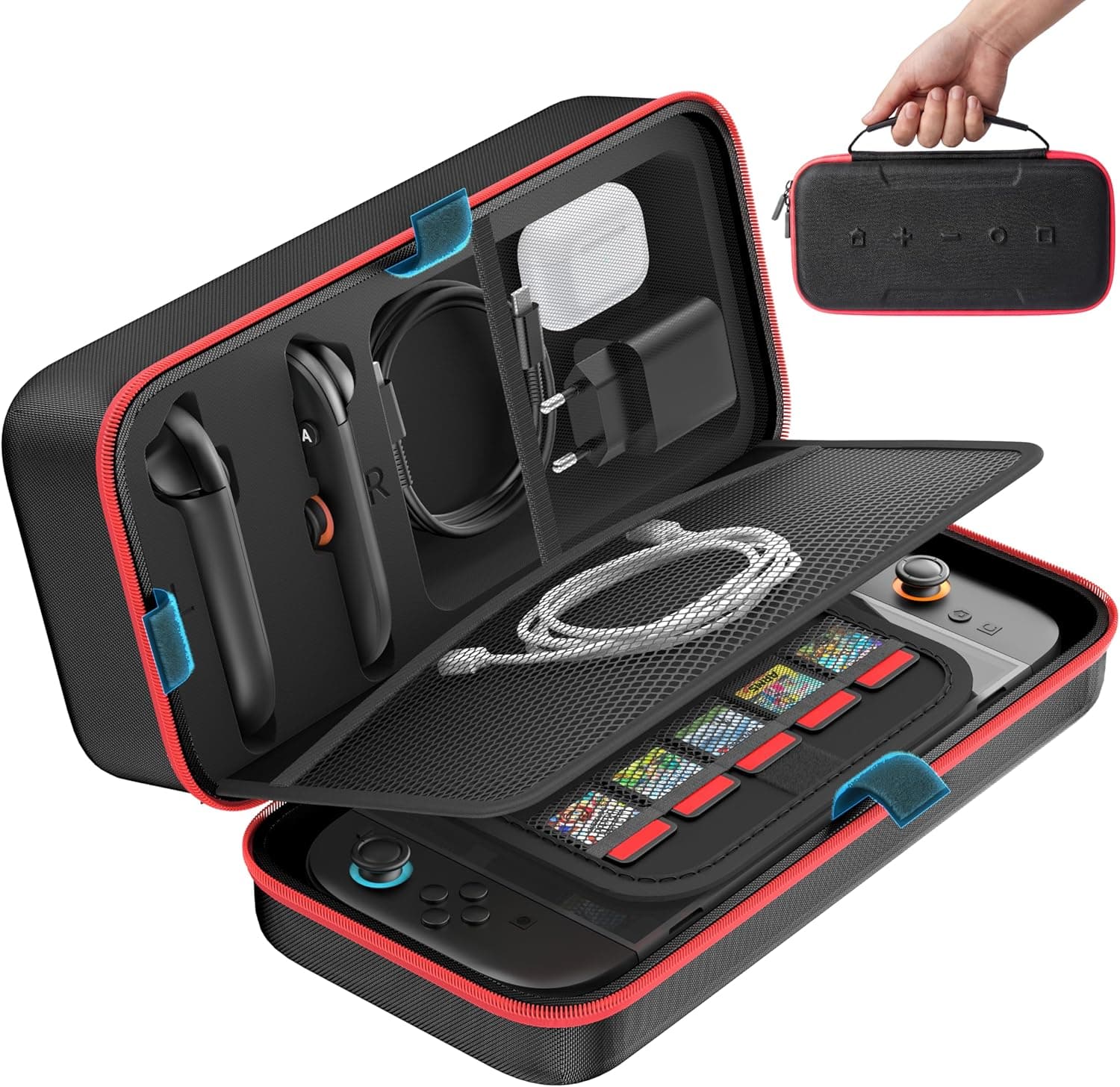 OIVO Funda Switch 2 para Nintendo Switch OLED/Original, Bolsa Switch para Joy-con 2 y Consola, Estuche Protectora de Transporte para Switch 2 para 26 Ranuras de Juego y Accesorios - Rojo