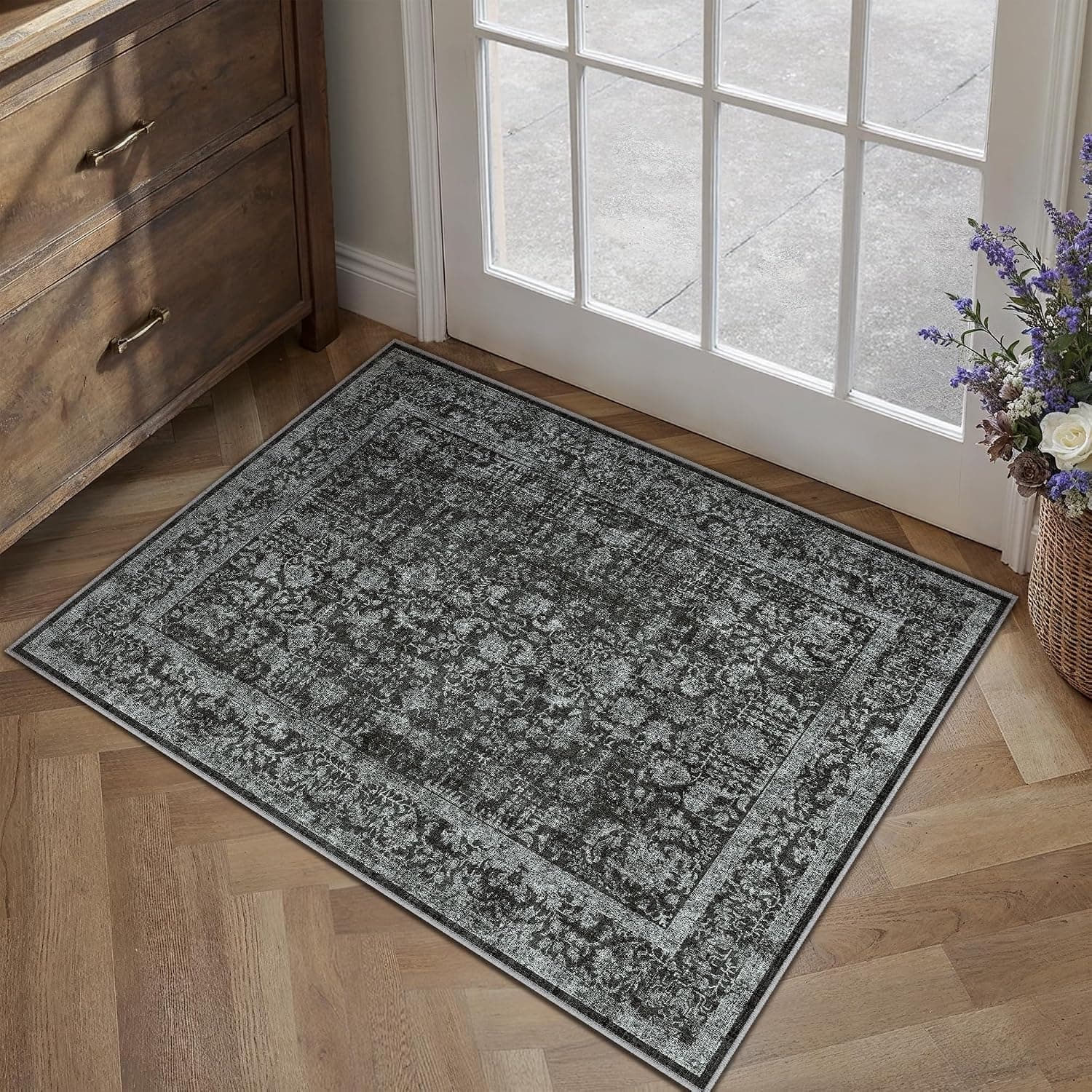 HUGEAR Felpudo Entrada Casa Alfombra 60x90cm Negro Intenso