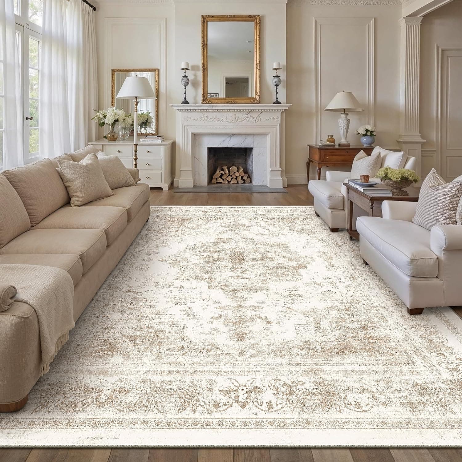 HUGEAR Alfombra Salon 300x400cm Crema Vintage