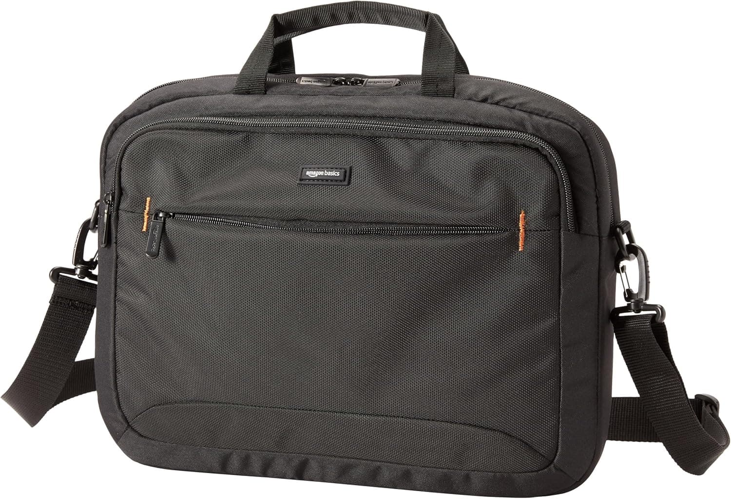 Amazon Basics Maletín Compacto para portátil con Correa para el Hombro y Bolsillos para Accesorios (15,6 Pulgadas, 40 cm), Negro, 1 Unidad