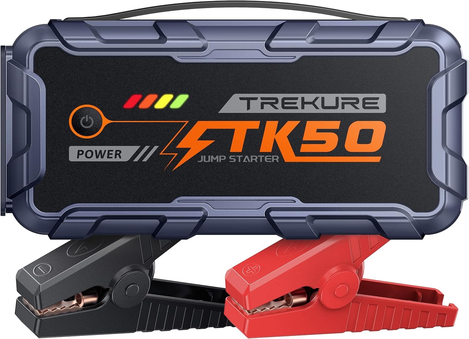 TREKURE Arrancador de Baterias de Coche 10000A (12L Diésel y Todo Gasolina), Arrancador de Coches Portátil con 18W Carga Rápida, 12V Jump Starter con Pinzas Reforzadas y 800 LM Linterna LED