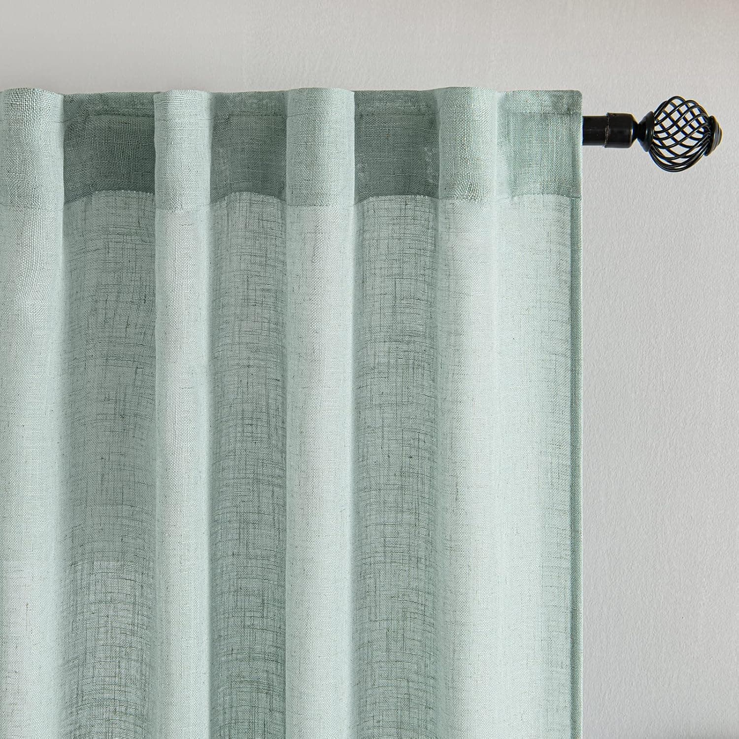 MIULEE Cortinas de Lino Translúcido 2 Piezas Turquesa 215x140cm (HxL)