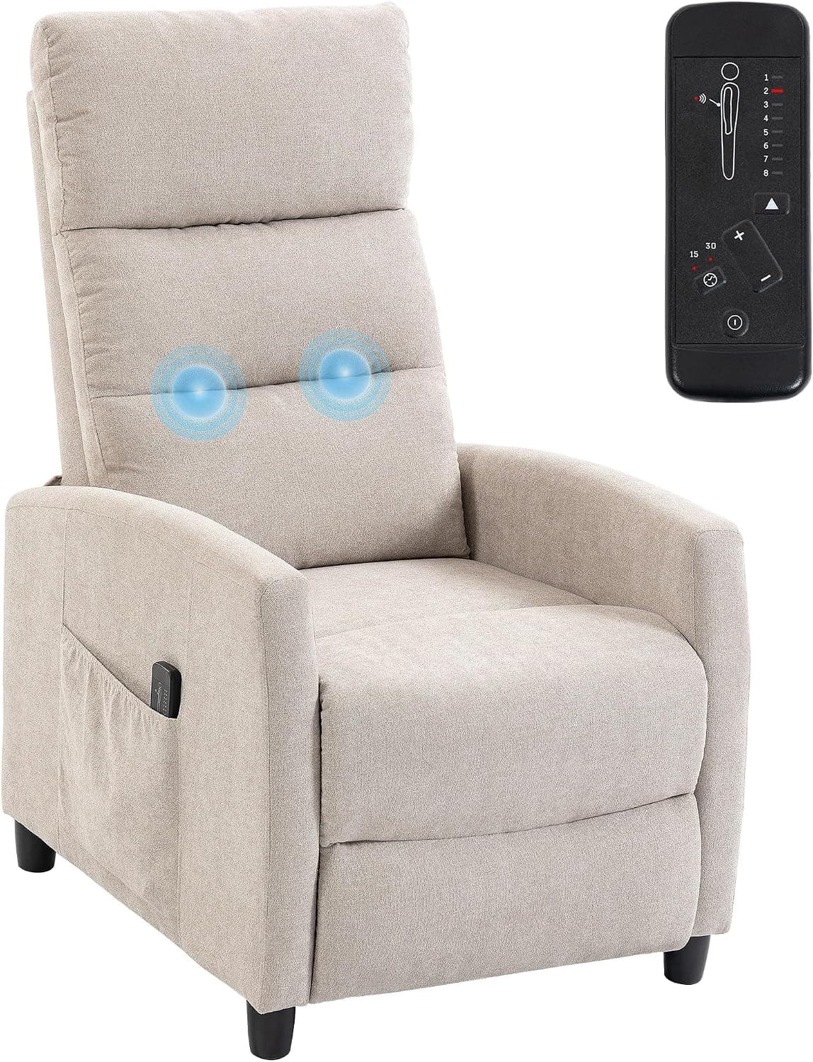 HOMCOM Sillón de Masaje Reclinable 160° Reposapiés 66x91x108 cm Crema