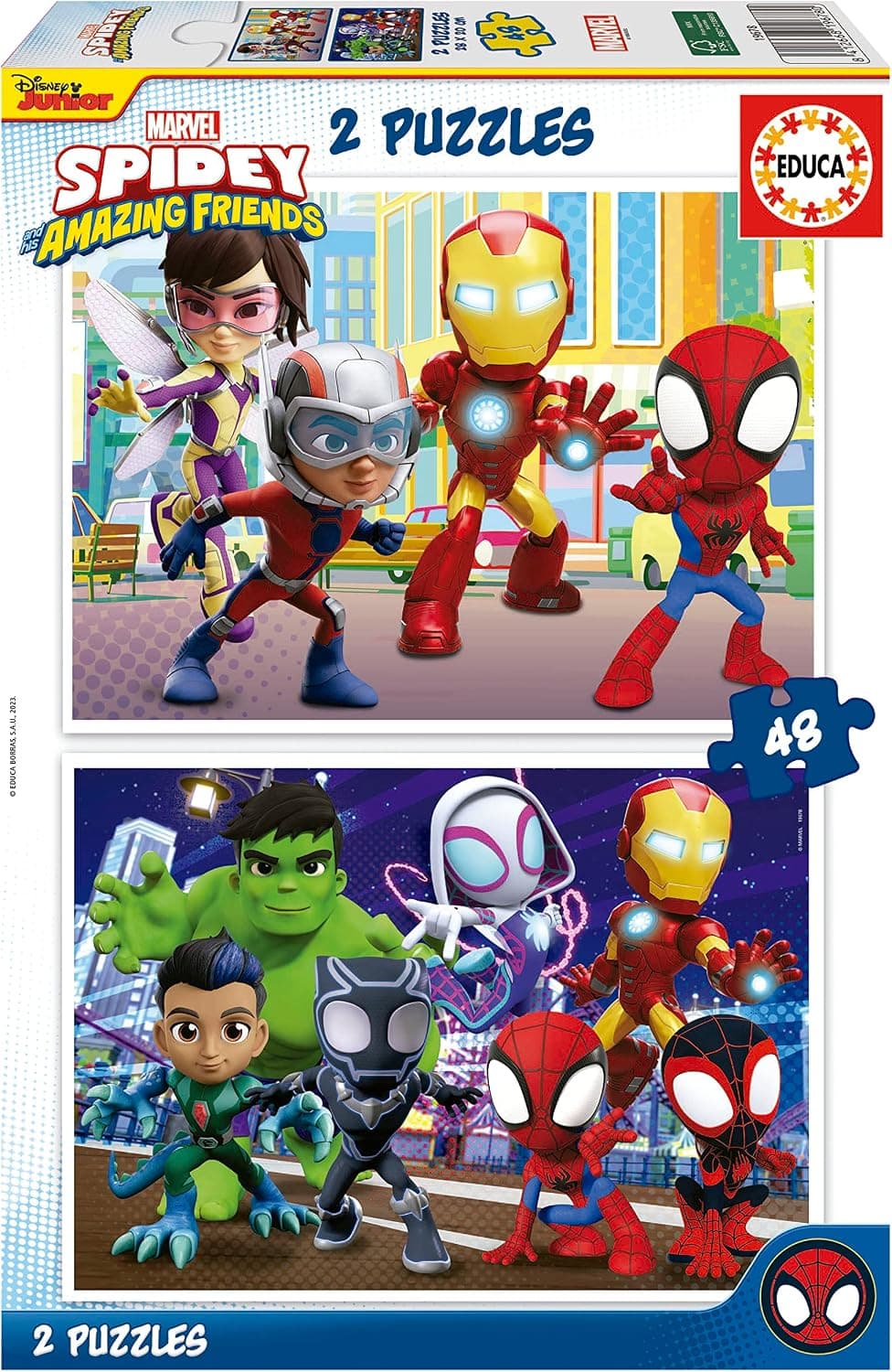Educa - Set de 2 Puzzles Infantiles con 48 Piezas de cartón | Spidey & Amazing Friends, Marvel. A Partir de 4 5 6 años (19678)