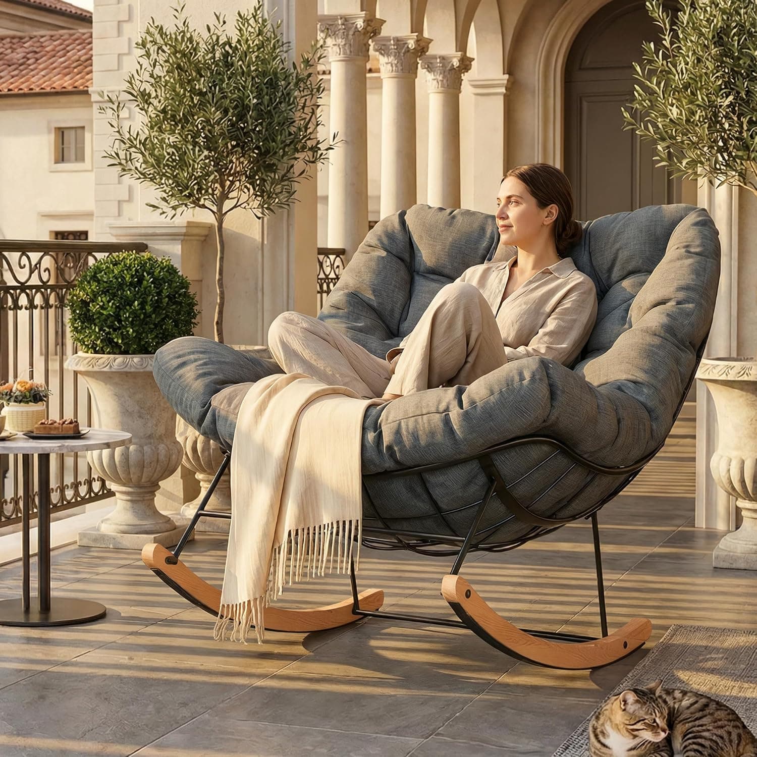 FLEXISPOT Silla Mecedora XL, 159 kg, Cojín y Reposacabezas, Balanceo Suave