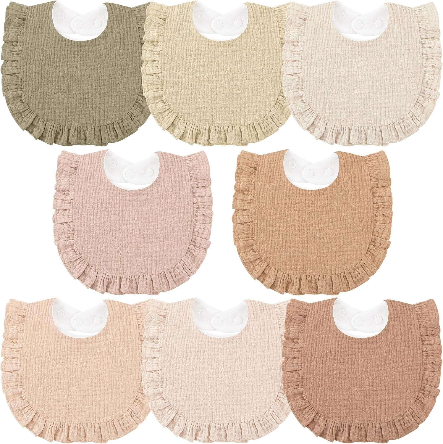 Bearmoss Baberos Bebé Recién Nacido Muselina de Algodón Bavoirs Bebe,Absorbe y Ajustable Baberos Bandana,Baberos para Bebés en Fase de Dentición para Bebe 8 Piezas