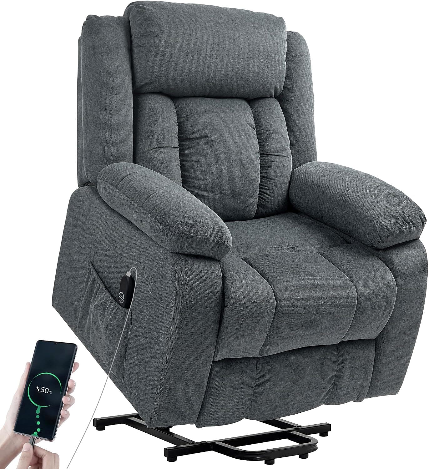 HOMCOM Sillón Relax Reclinable Eléctrico Levanta Personas Mayores Gris