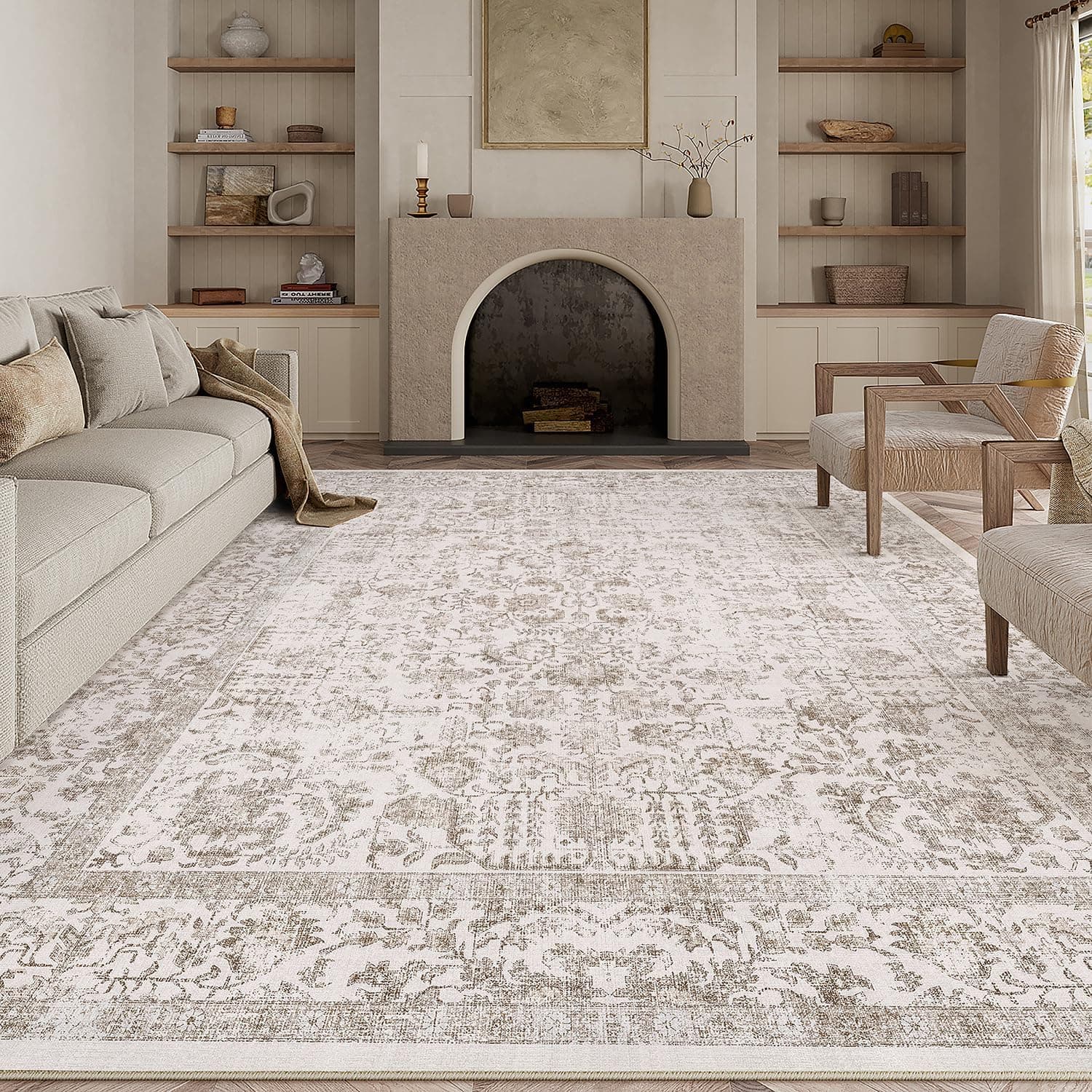 HUGEAR Alfombra Salon 300x400cm Marrón Claro Antideslizante